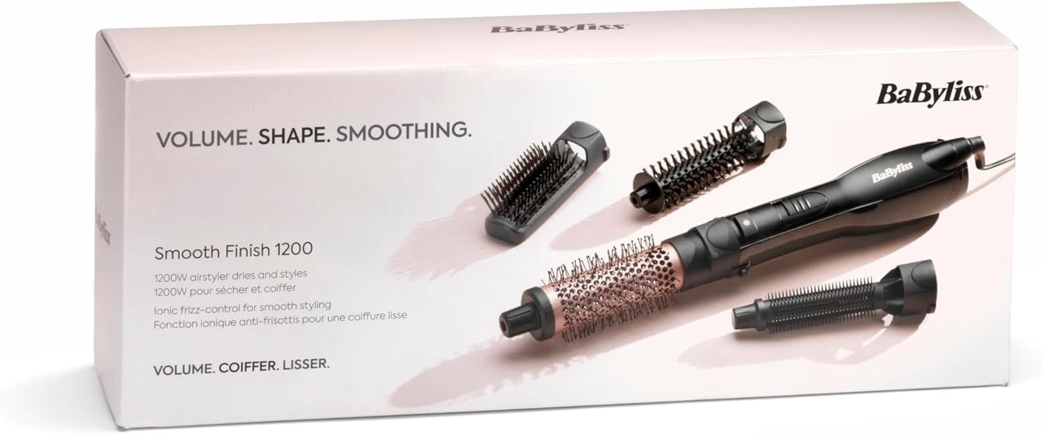 BaByliss - Brosse soufflante Smooth Finish - multistyle 4-en-1, 3 températures, fonction ionique - AS122E
