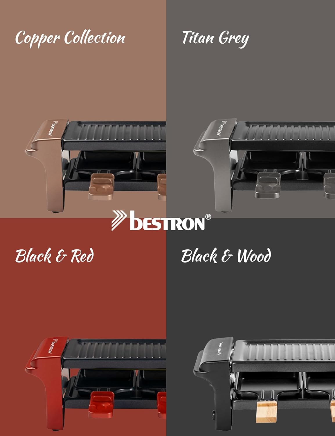 Bestron - Mini raclette cuivre 2 pers, 350W, antiadhésif, compact