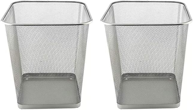 D.RECT - poubelle treillis métal 18L, lot de 2, argent