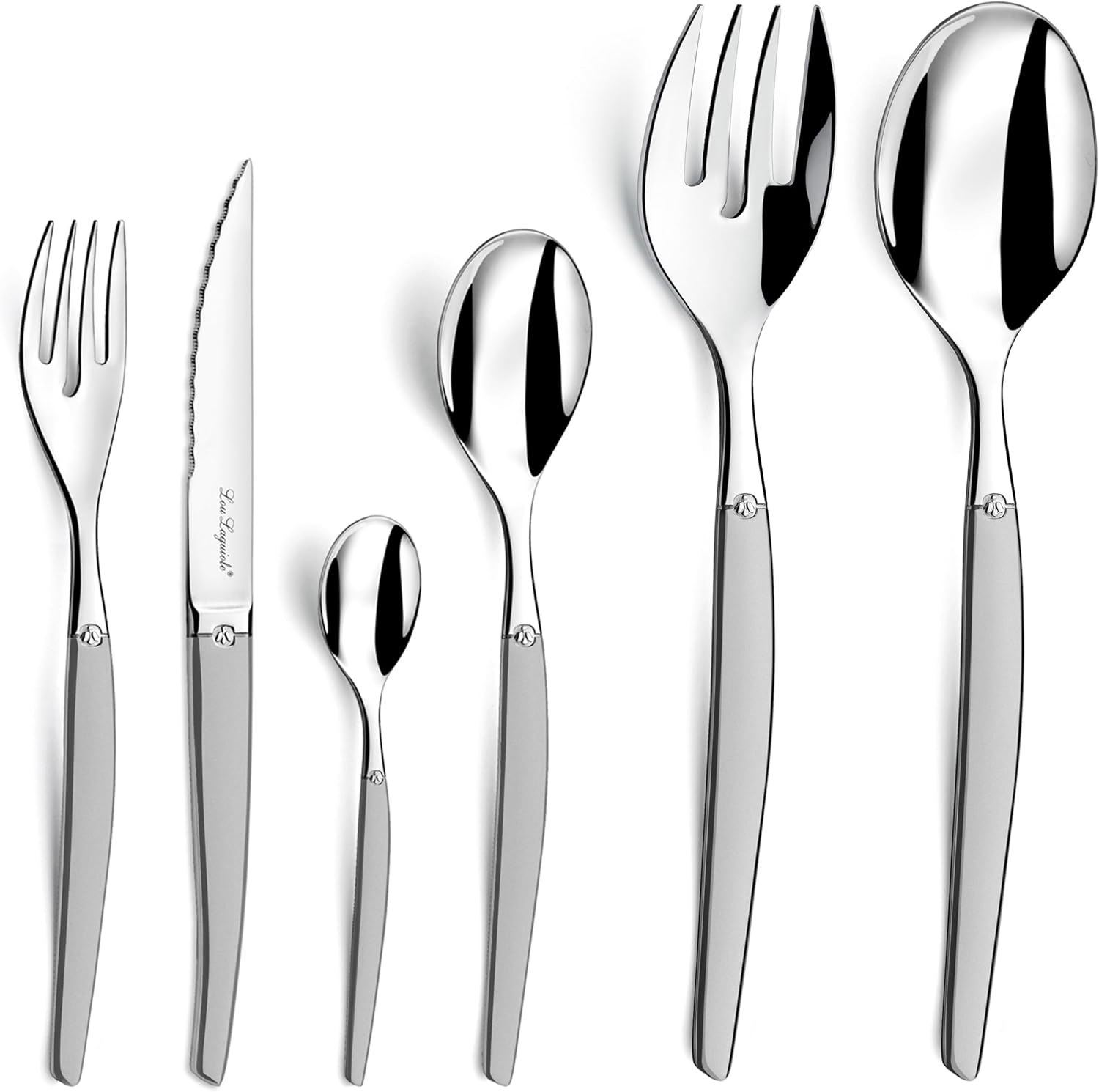 Lou Laguiole - Jet - 50 pièces pour 12 pers. - inox 18/0 sablé gris