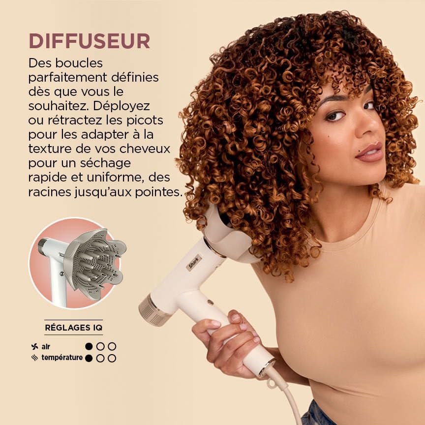 Shark - SpeedStyle RapidGloss - sèche-cheveux compact, ionique, séchage rapide, tous types de cheveux, sans dommage ther