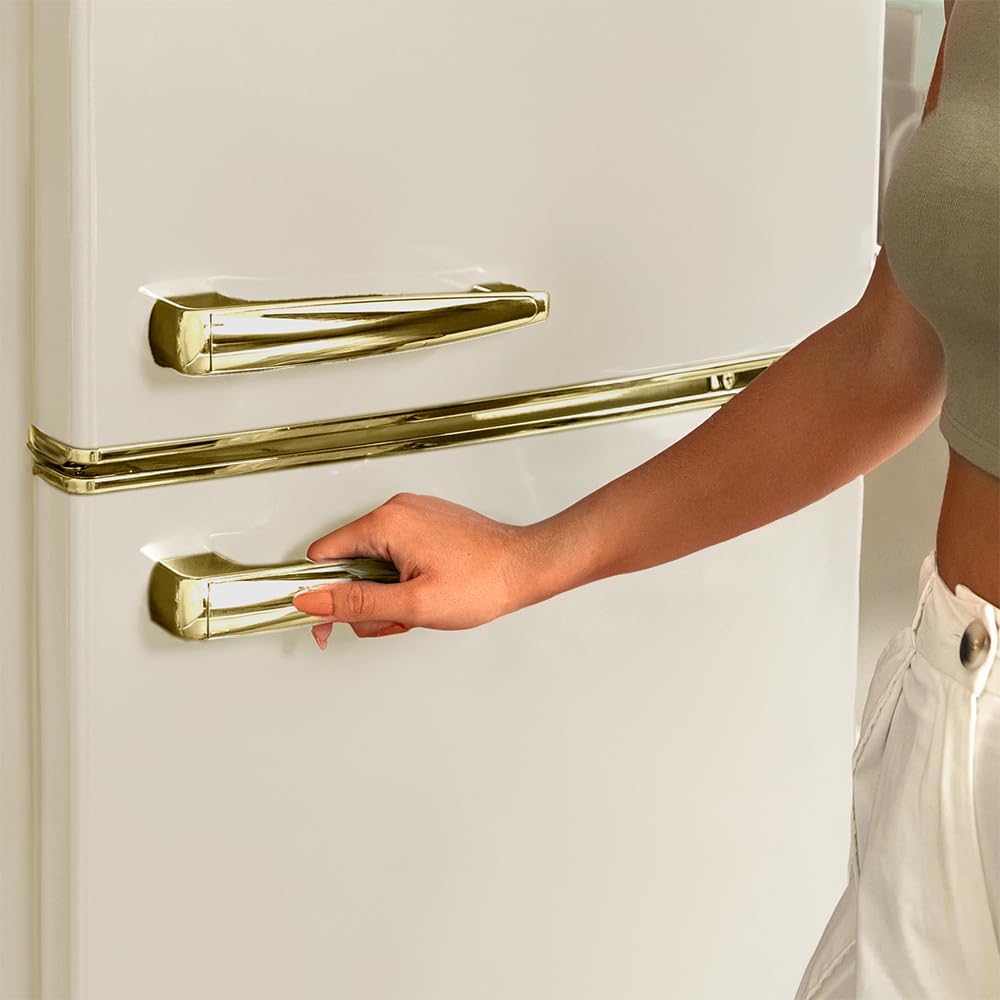 Cecotec - Bolero CoolMarket 2D Origin - 148x55 cm - rétro, LED, 215 L, poignée gold, contrôle température, E