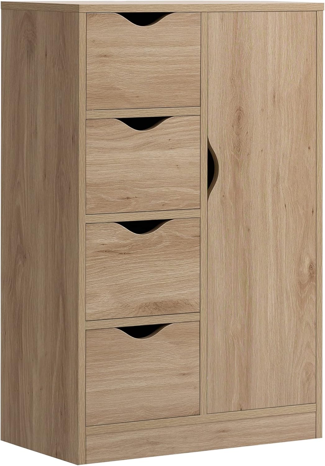 HOMCOM - Buffet moderne 1 placard 4 tiroirs bois - 80x30x70 cm - rangement entrée salon cuisine