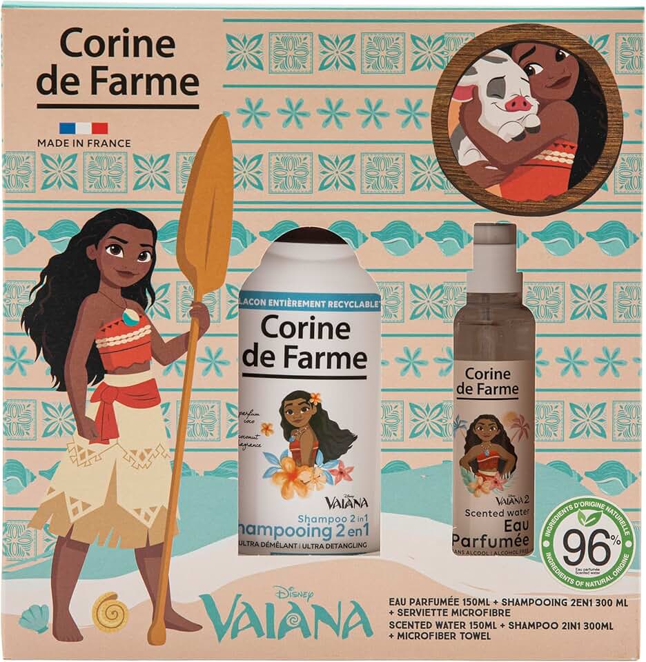 Corine de Farme - Coffret Vaiana - 150ml/300ml - Coco, 96% naturel, démêlant cheveux secs