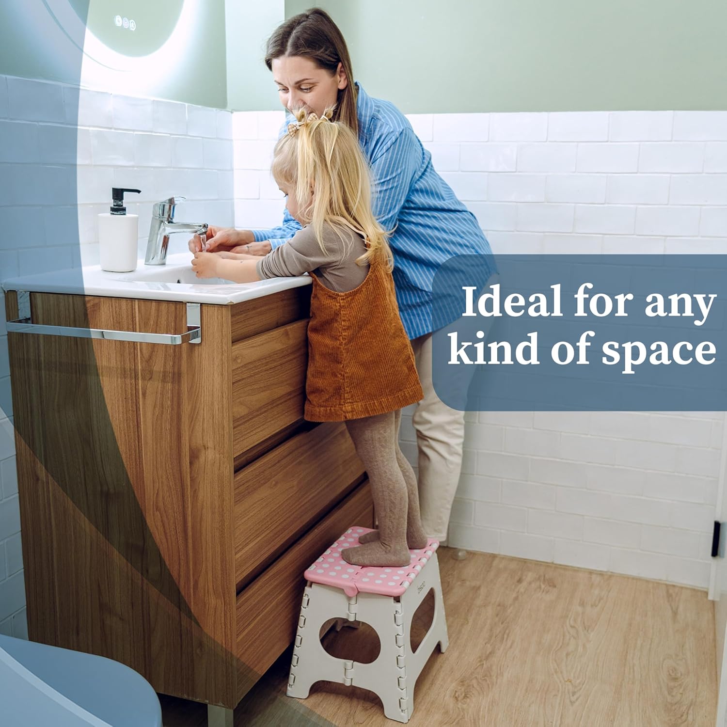 Bisoo - Tabouret pliable enfant - 27cm - WC portable, sûr, rose