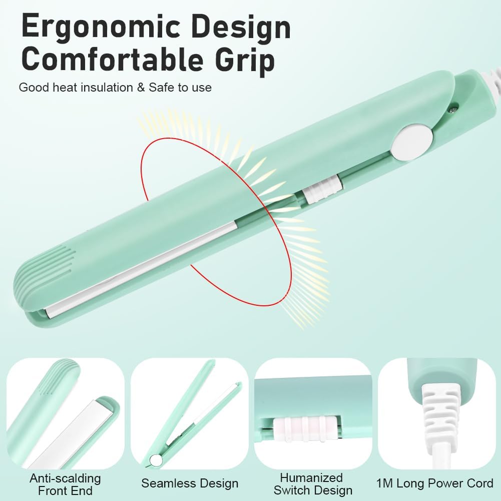 LOPHE - Mini fer à lisser 2 en 1 - compact, chauffe rapide 10s, 110-220V