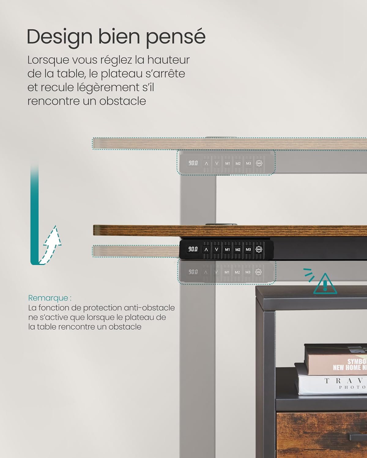 SONGMICS - bureau électrique réglable - 160x70 cm - 4 hauteurs mémoire - LSD026X01