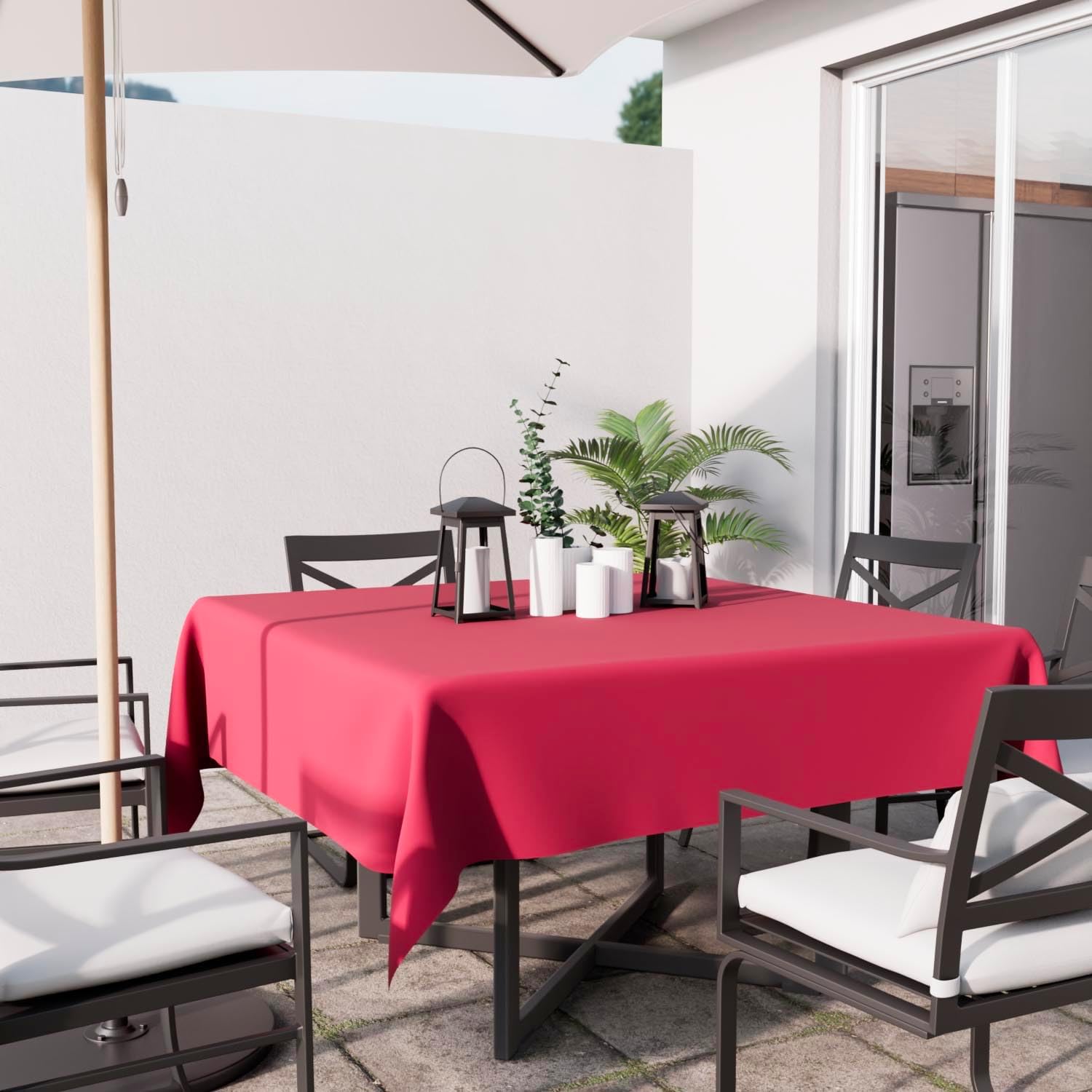 Soleil d'Ocre - Nappe carrée Framboise 140x140 cm - anti-tâches polyester