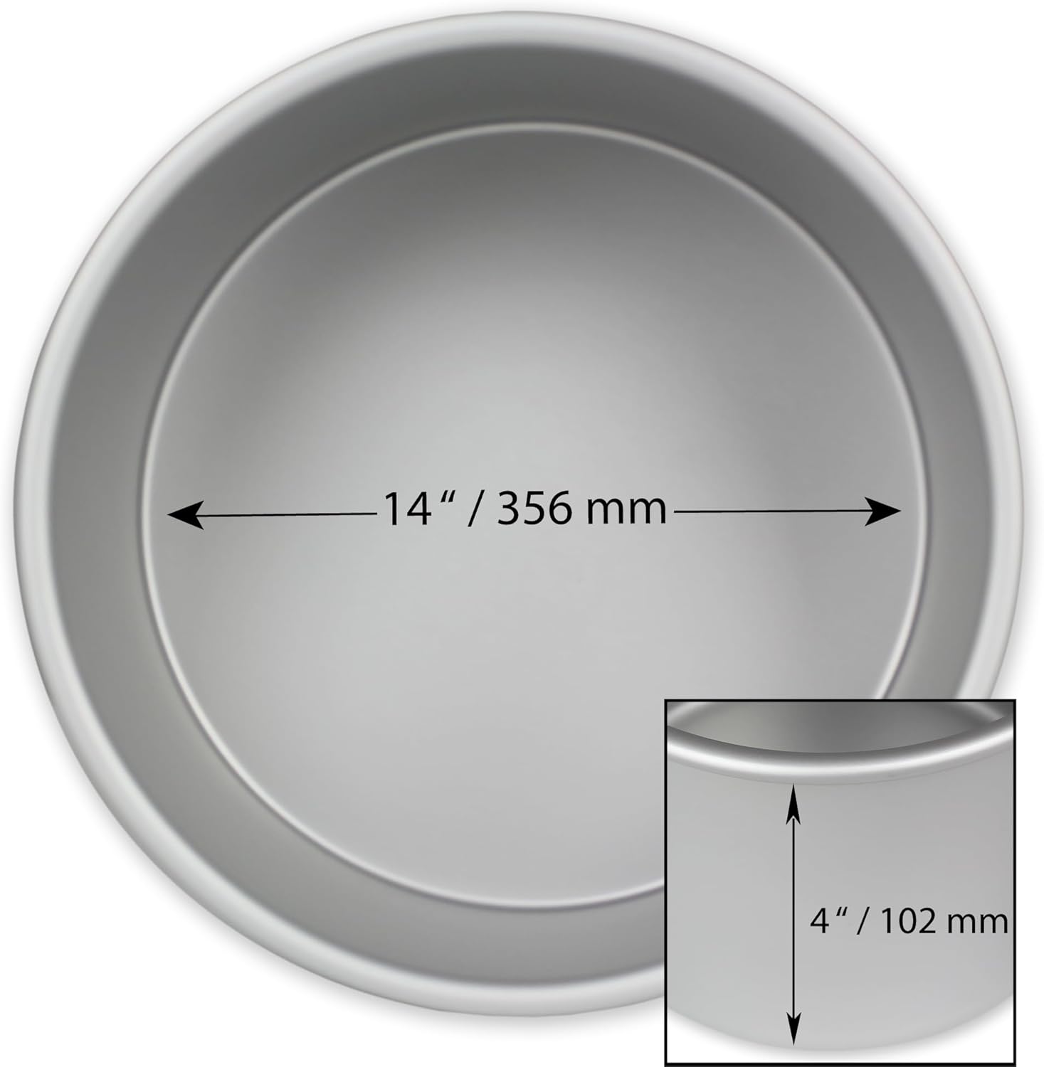 PME - Moule rond aluminium anodisé - 356x102mm - profondeur accrue