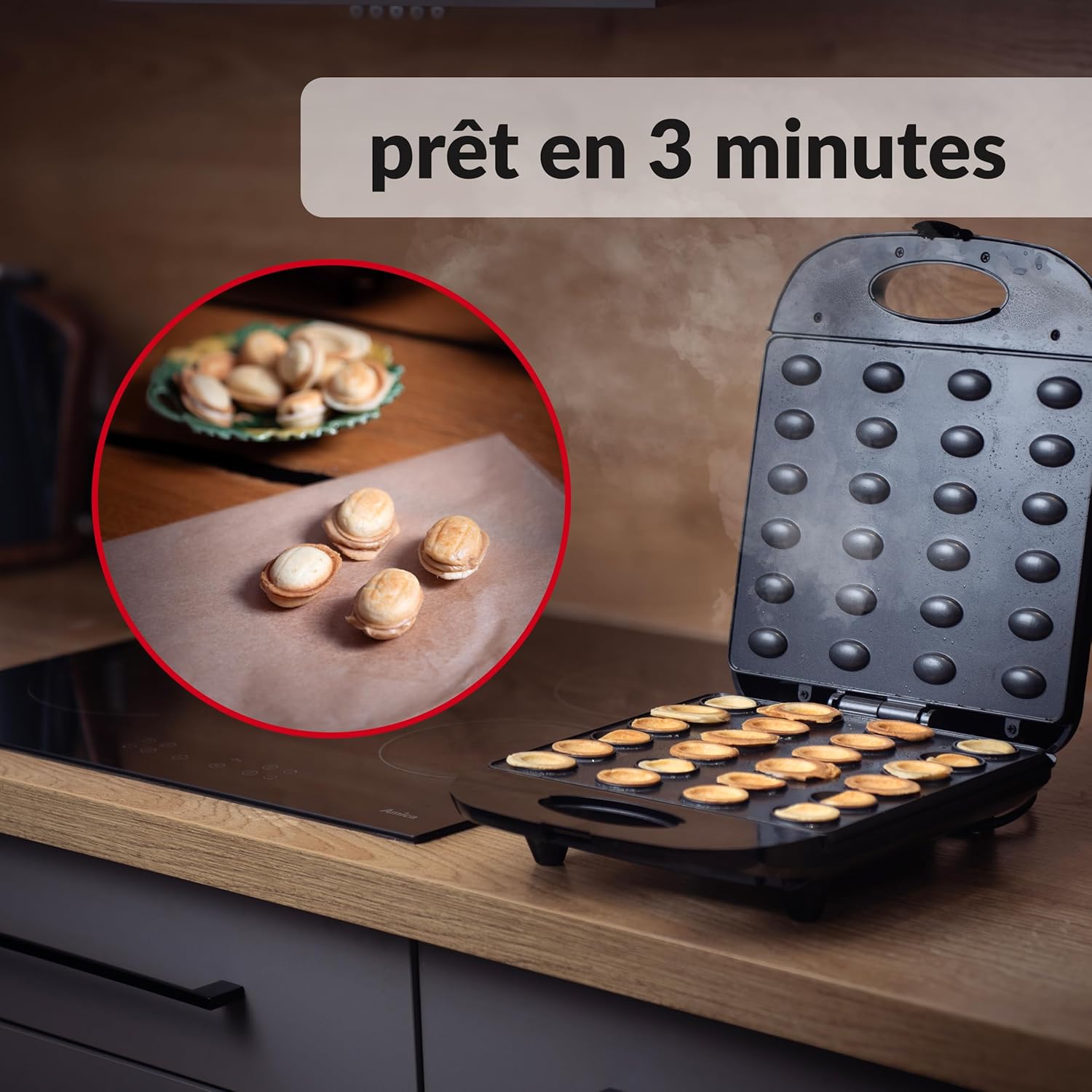 Lehmann - Boulangerie électrique 1700W, 24 noix, anti-adhésif, compact