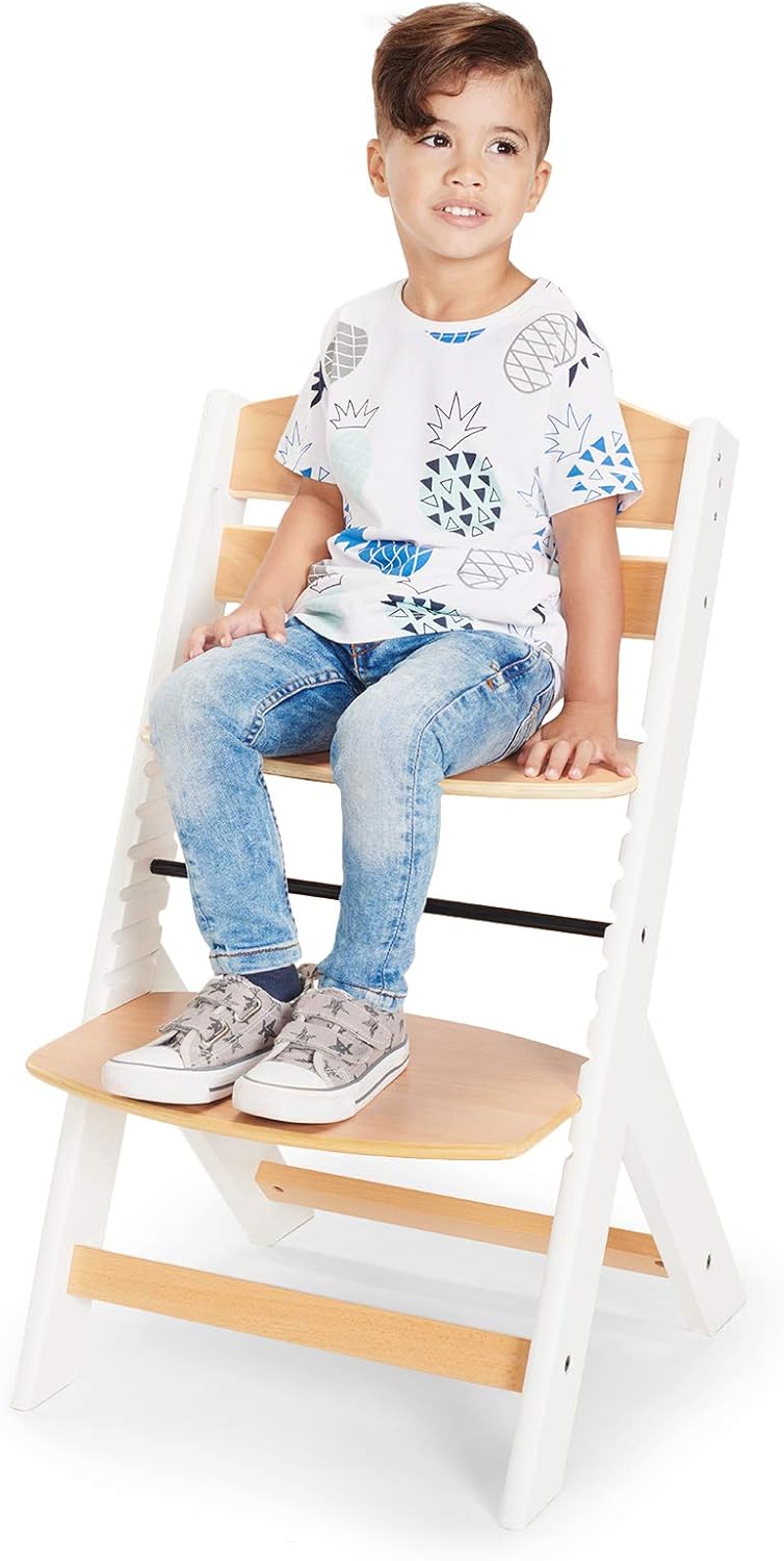 Kinderkraft - ENOCK, chaise haute évolutive bois, réglable, coussin, noir