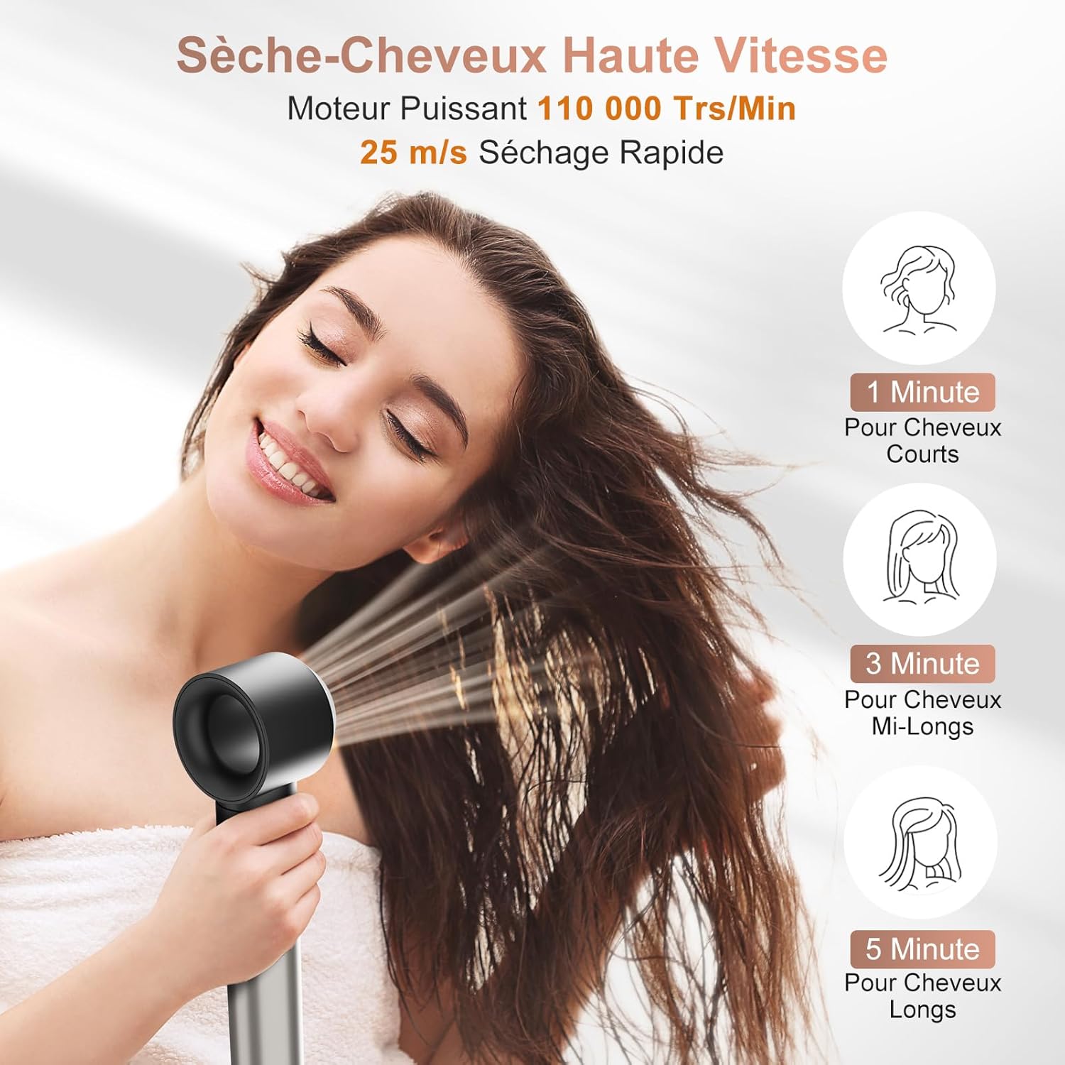 Air styler 6 en 1 - 110 000 tr/min - séchage rapide, ionique, boucleur, lissante