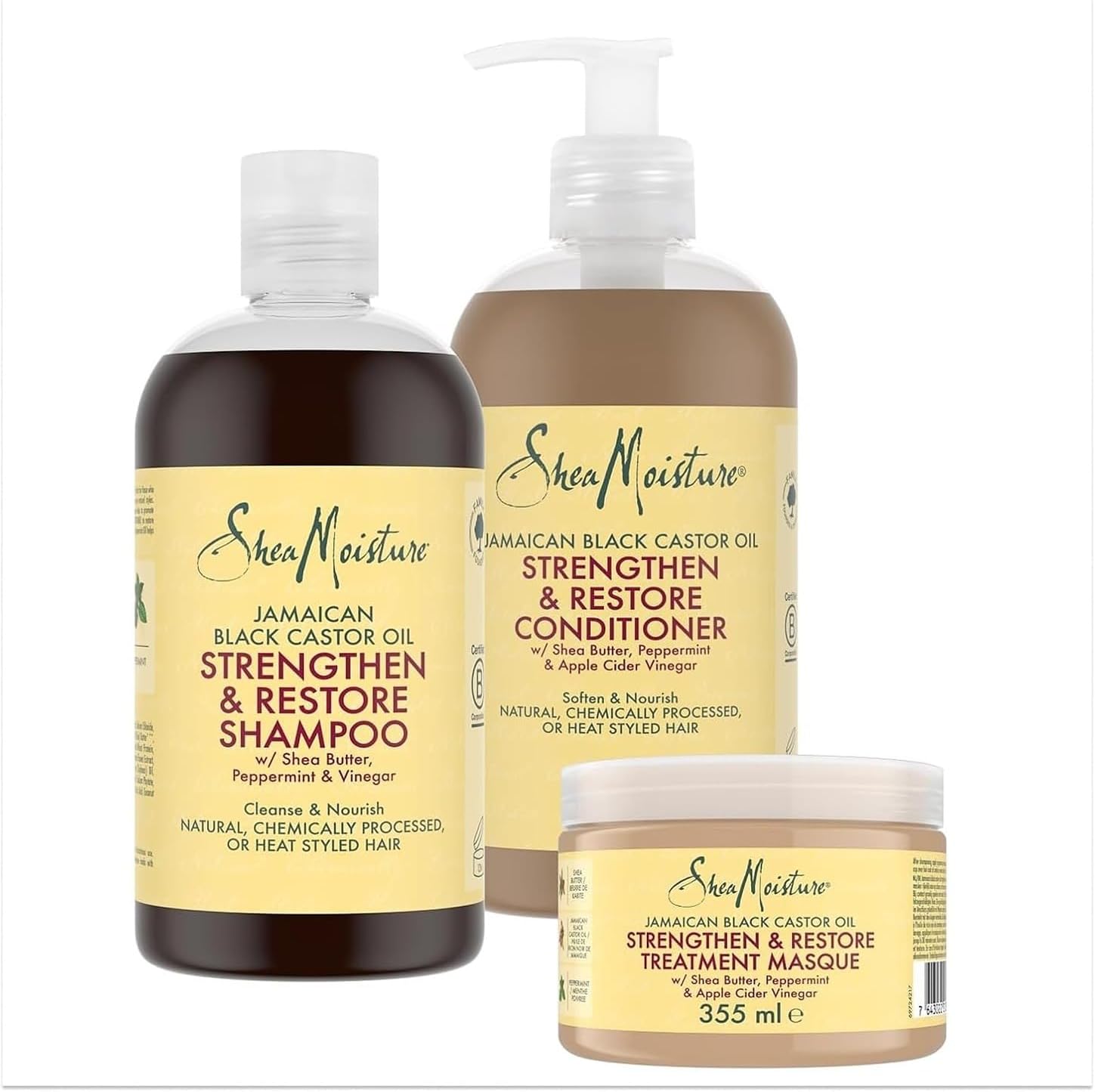 SheaMoisture - Jamaican Black Castor Oil set - 384/355ml - shampooing, après-shampooing, masque réparateur