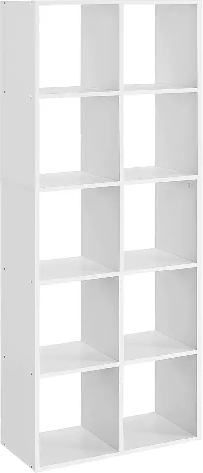 VASAGLE - bibliothèque cube scandinave - 10 cases, blanc, rangement LBC168T14