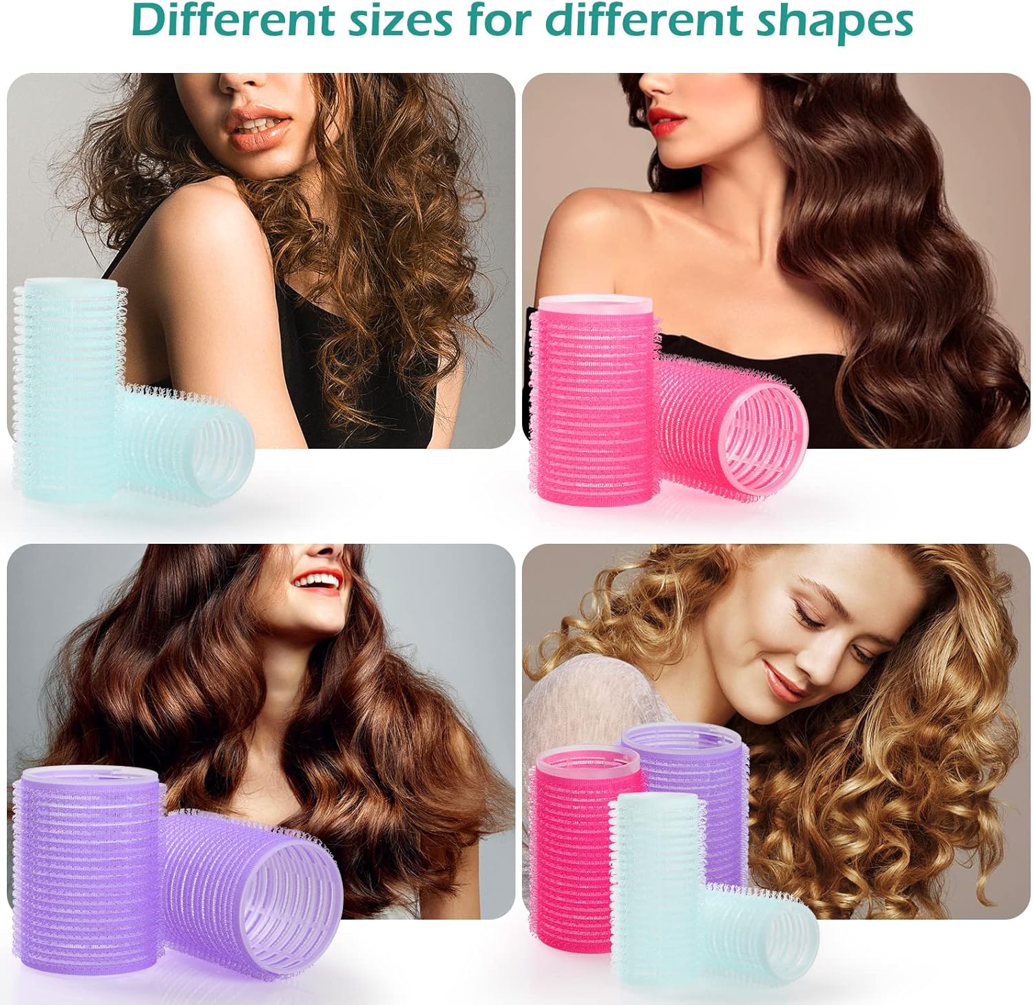 GeeRic - bigoudis auto-agrippants, 33 pièces, avec pinces et peigne, cheveux longs