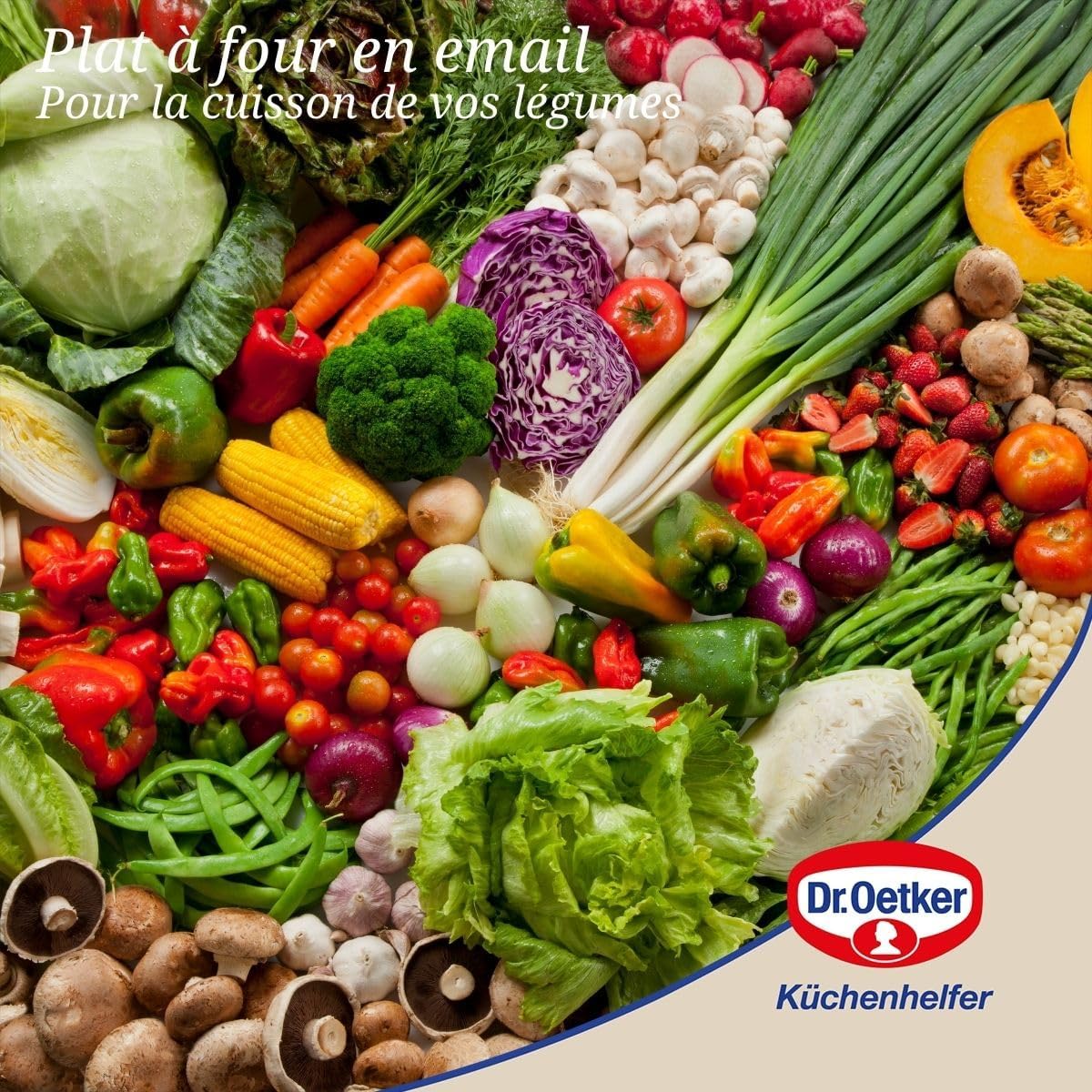 Dr. Oetker - Plat à gratin avec couvercle - 42x34x13 cm - Acier émaillé