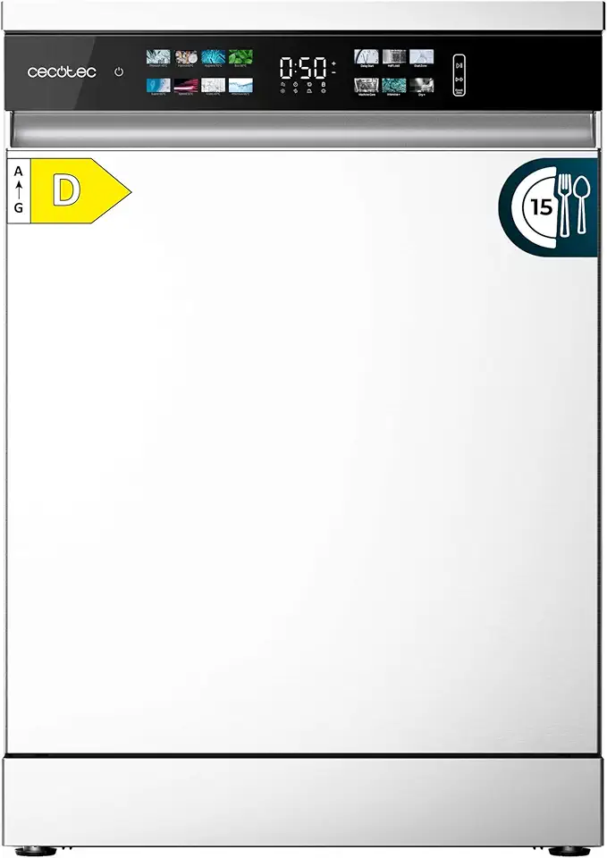 Cecotec - Bolero Aguazero 6210 D - 60cm - lave-vaisselle 15 couverts, écran FullColor XXL, Dual Zone, Aquastop, sécurité