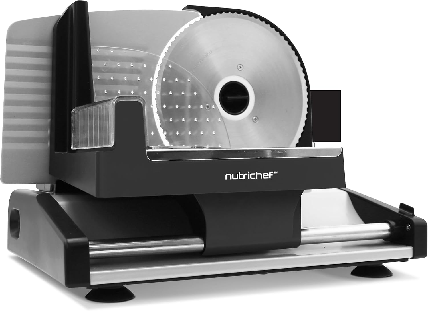 NutriChef - trancheuse électrique 200W, lame inox 19cm, épaisseur réglable