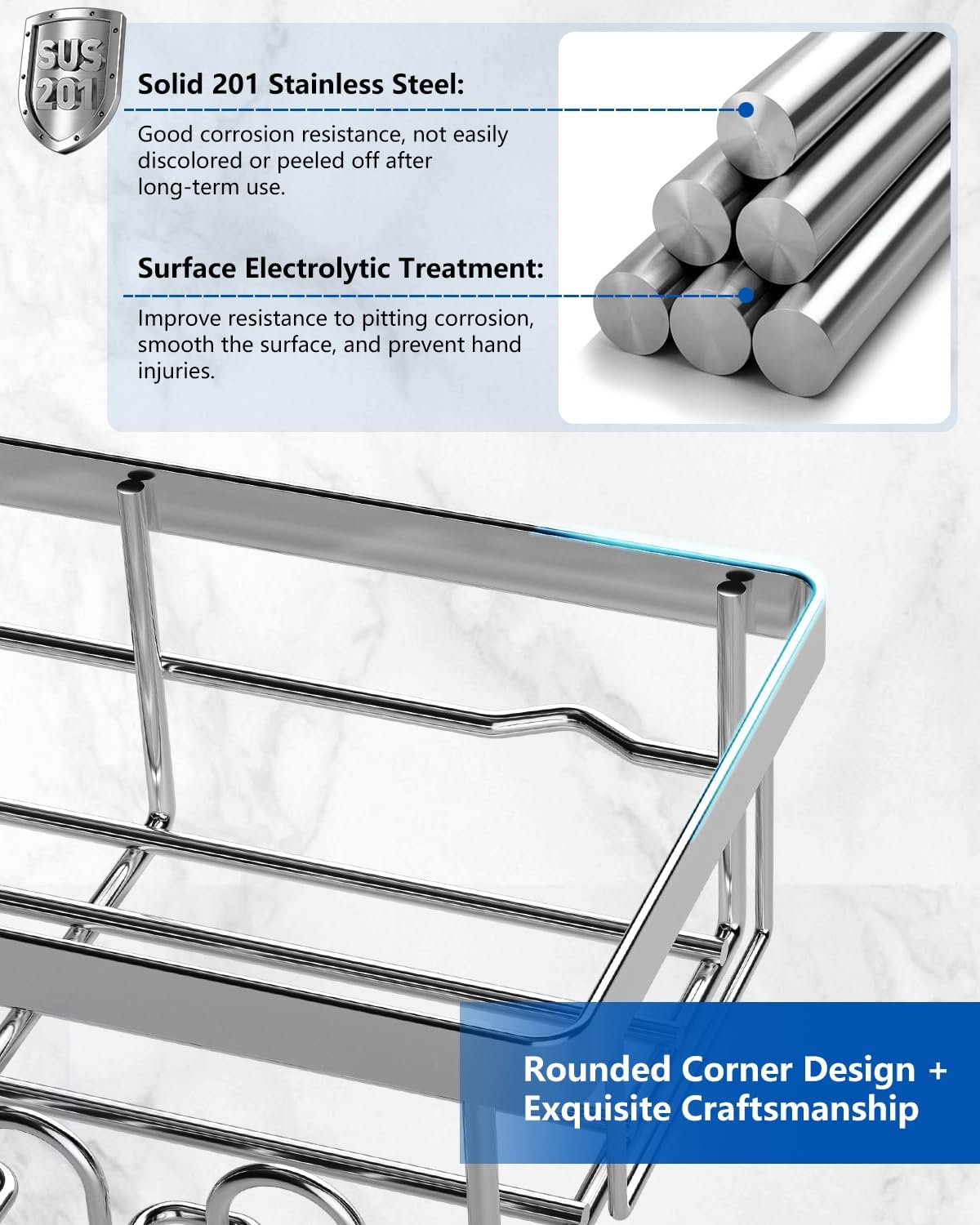AceMining - étagères salle de bain inox, lot de 3, sans perçage