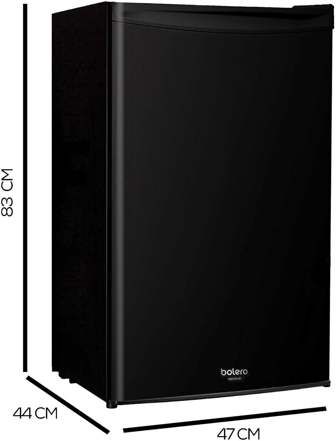 Cecotec - Bolero CoolMarket TT 90 Black - 90L - compact, porte réversible, 5 niveaux température, 5 étagères, Classe E