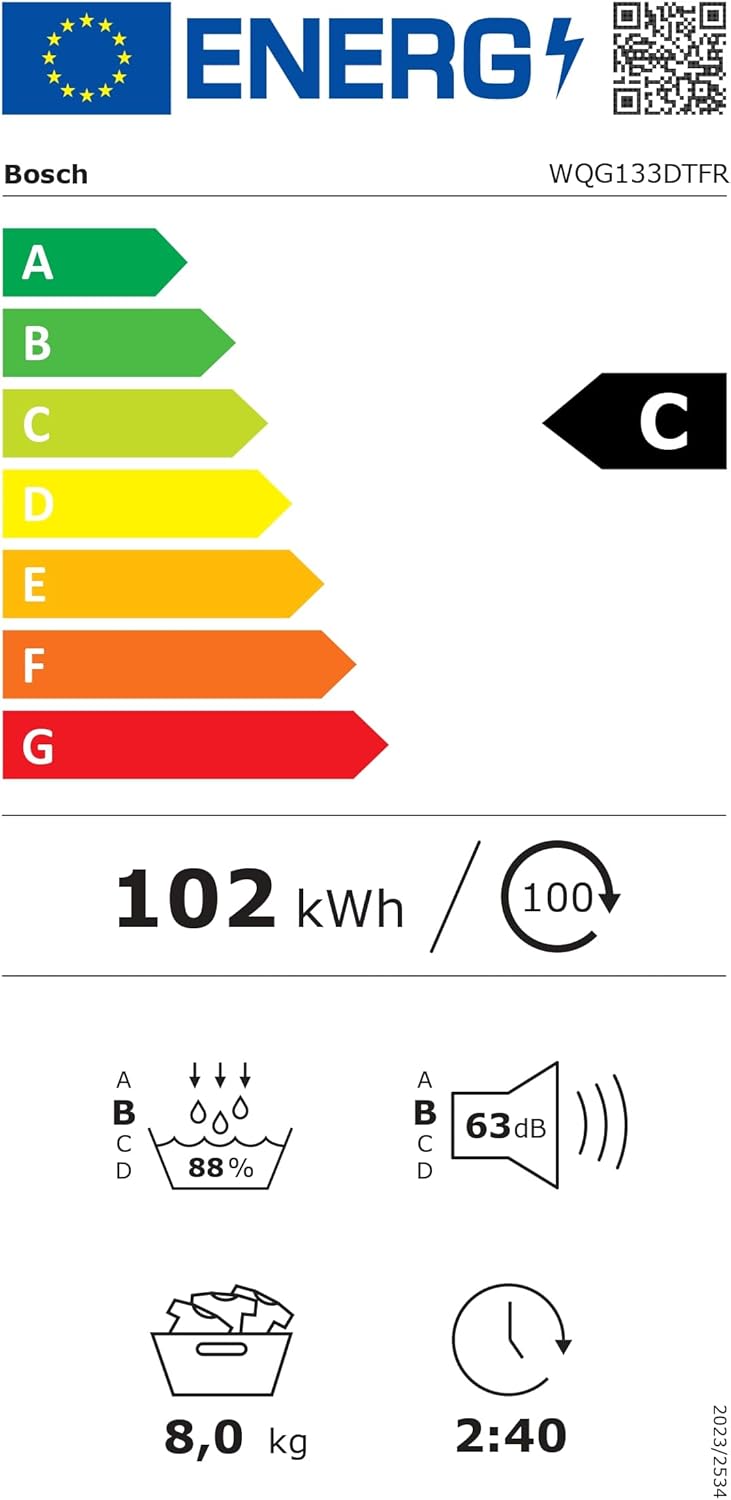 Bosch - Serie 6 - 8 kg, pompe à chaleur, blanc, sèche-linge - WQG133DTFR