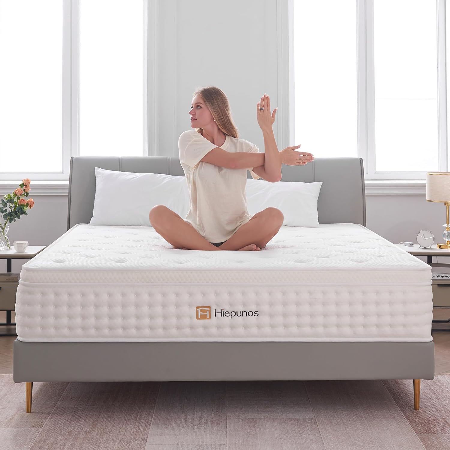Matelas hybride 140x200 cm, ressorts, mémoire, 7 zones, H3, 26cm