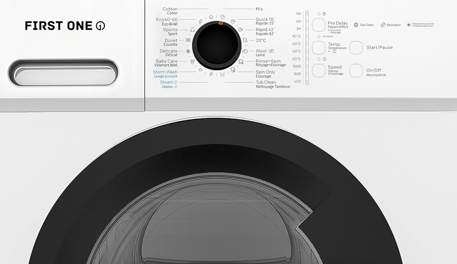 First One - lave-linge frontal 7kg 1200tr/min, 16 programmes, classe A-10% - FLL71200WH