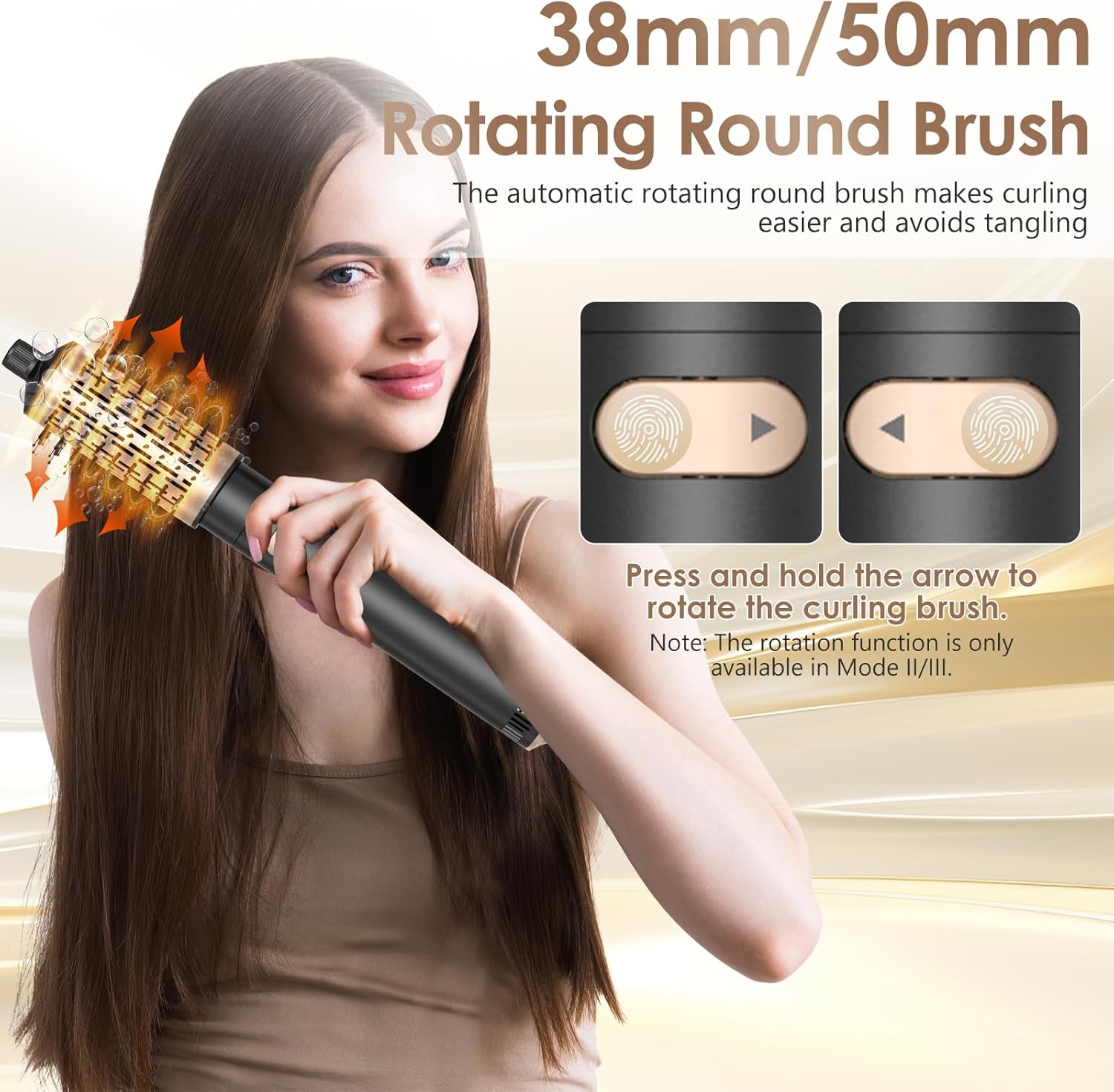 Brosse soufflante rotative 800W - 3 en 1, 38/50mm, 2 vitesses, ionique