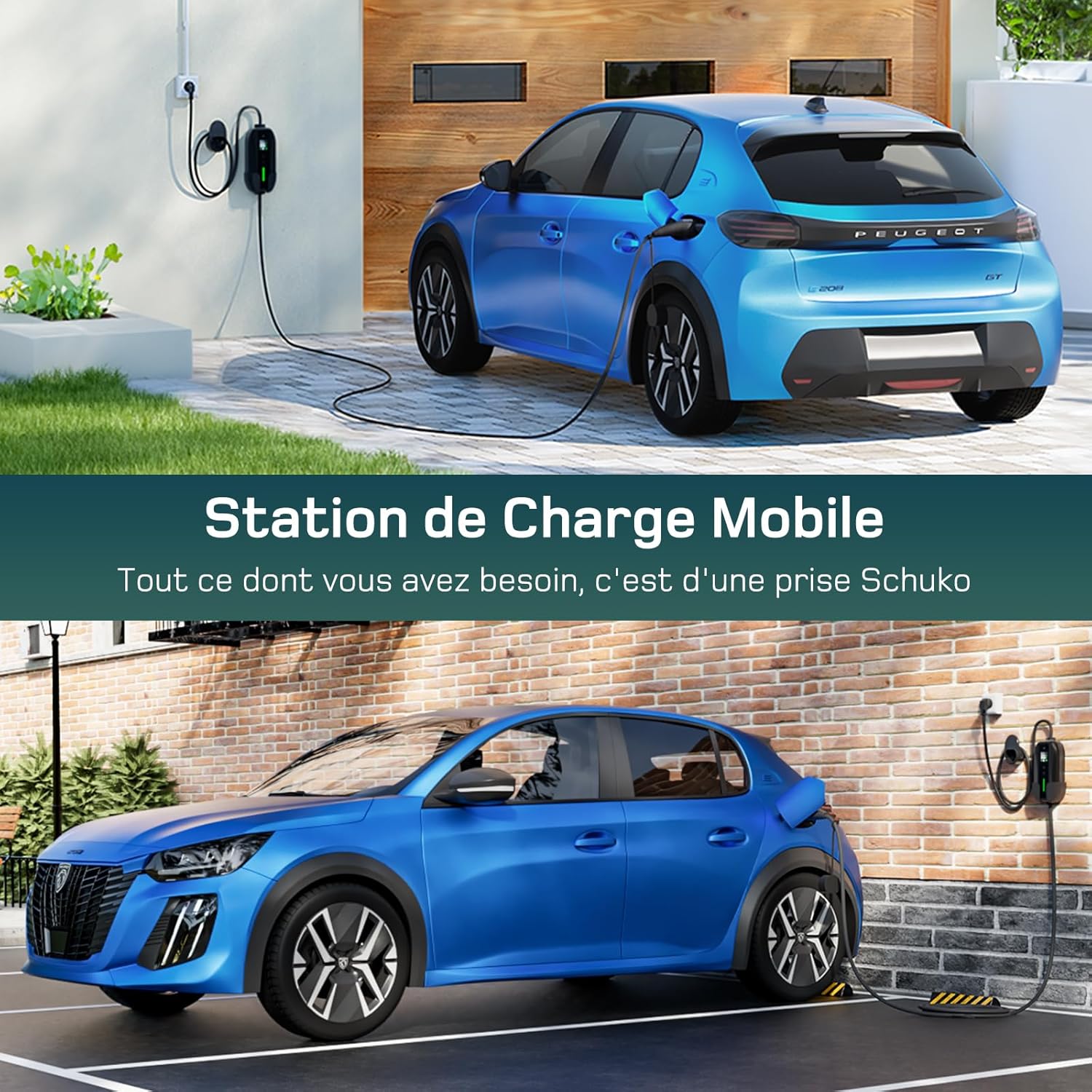 Chargeur voiture électrique - 10m - 3,68kW, LCD, Type 2, 6 à 16A