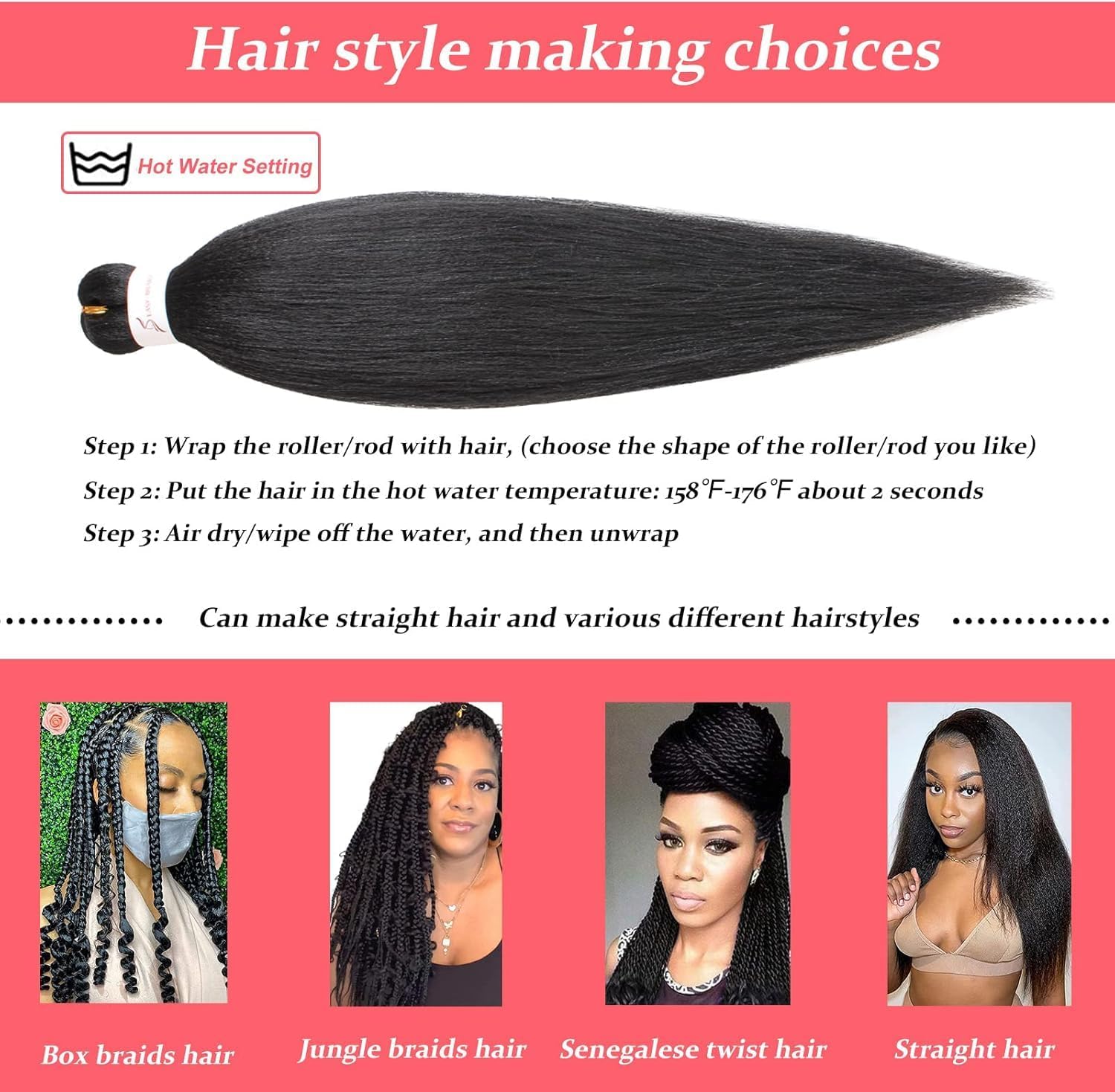 Xtrend - extensions EZ Braids - 66 cm - pré-étirées, coiffables à chaud - T27#