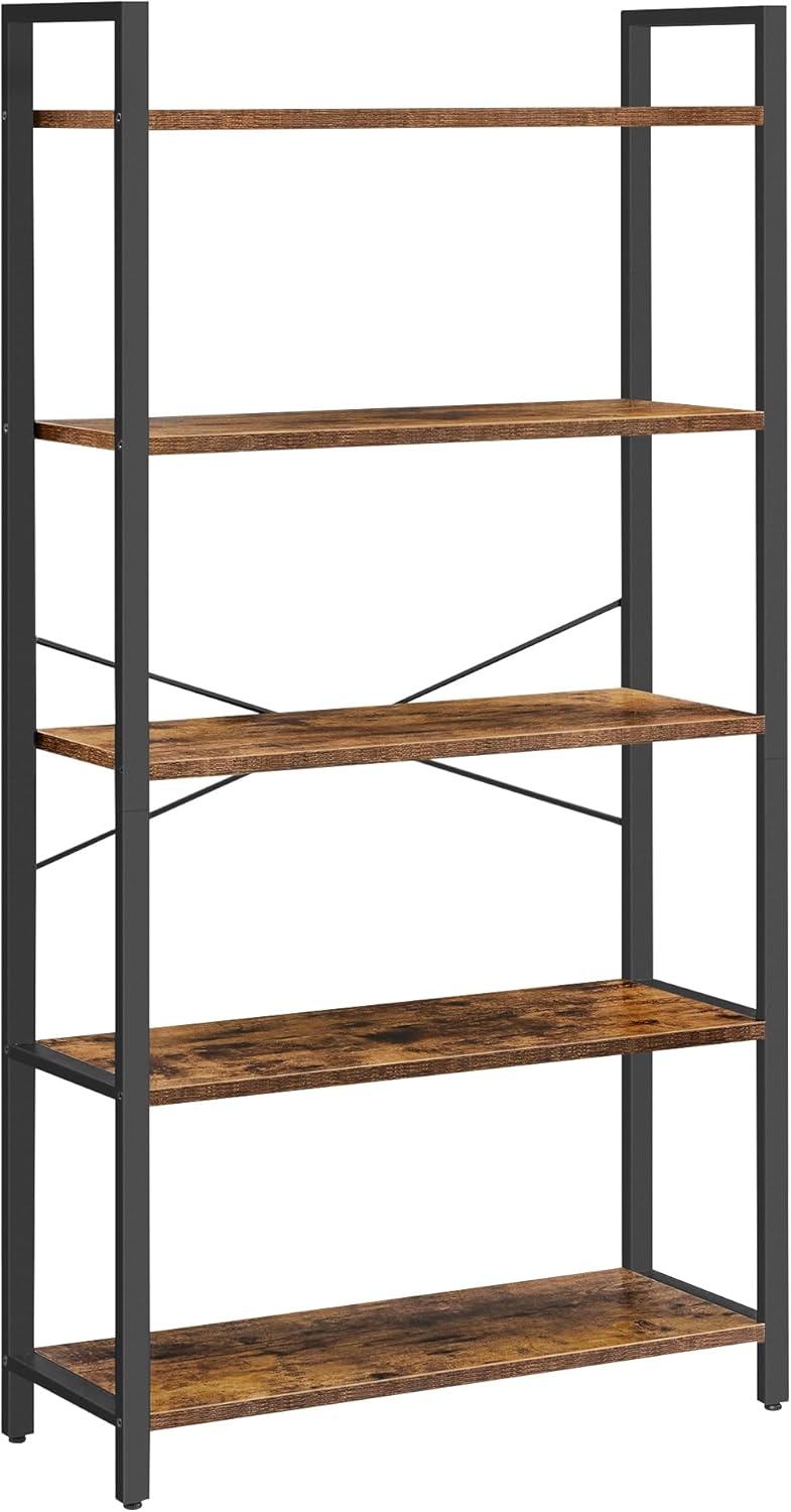 VASAGLE - étagère 5 niveaux, 80x30x153cm, style industriel, LLS081B01