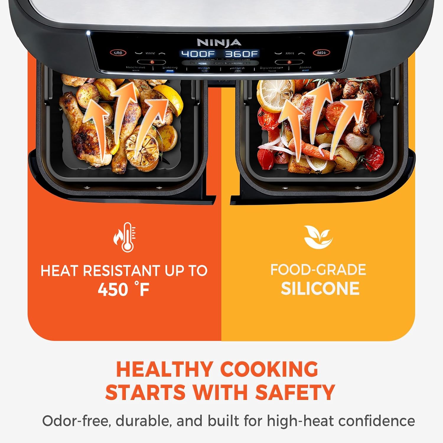 Diboniur - Accessoires friteuse silicone - 7,6L-9,5L - Lot de 2, réutilisable, lave-vaisselle