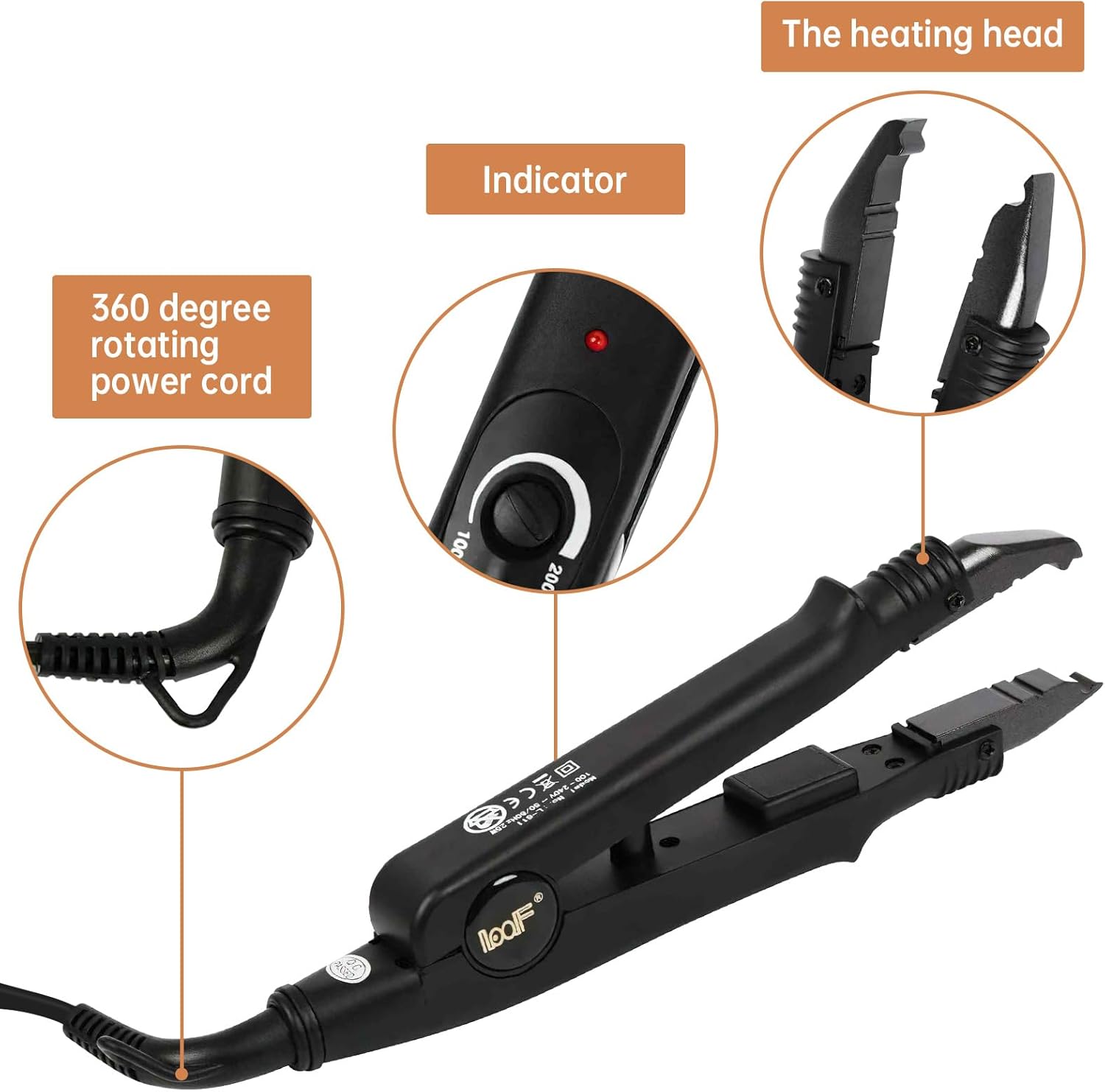 Qliver - Pince Chaleur Pro - température constante, pour extensions, effet soyeux