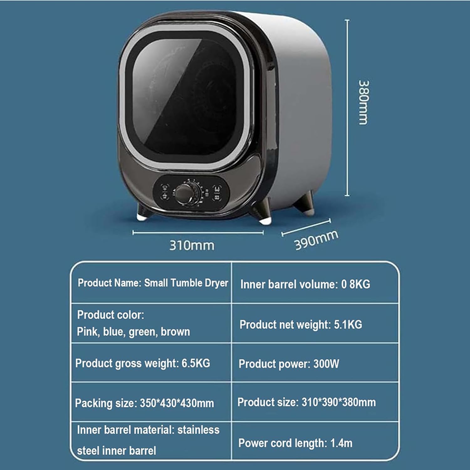 Sèche-linge portable - 0,8 kg - 7 modes, mural ou plan, compact