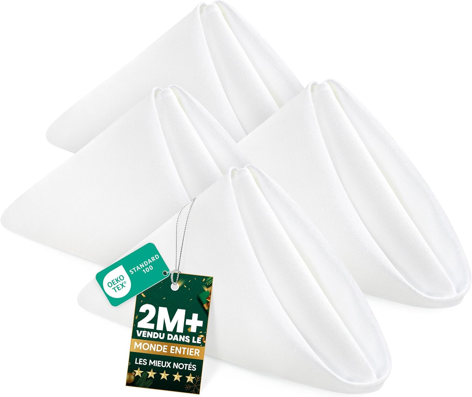 KICHLY - serviettes en tissu, lot de 24, 43x43 cm, polyester, douces et réutilisables