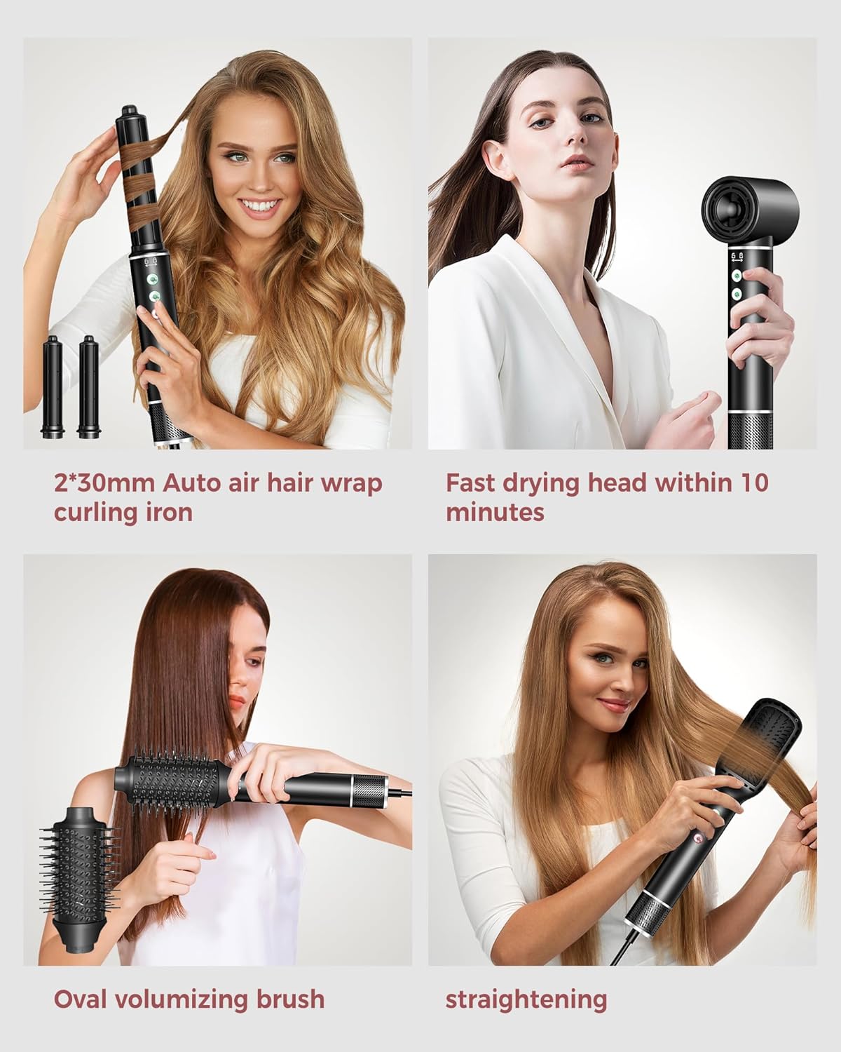 Air styler 5 en 1 - sèche-cheveux 110000TR/MIN - 20m/s - brosse lissante, boucleur, volume