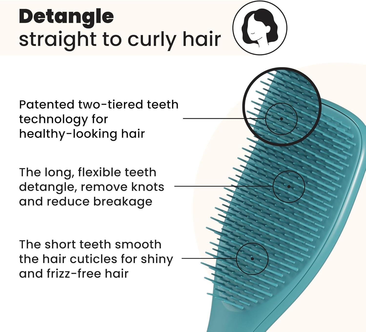 Tangle Teezer - Ultimate Detangler - brosse démêlante, picots doux, réduit casse, tous cheveux, sarcelle