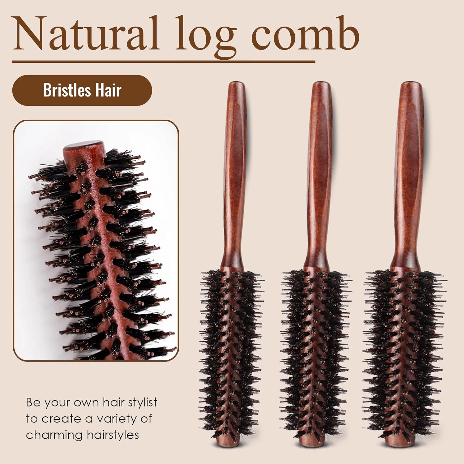 Brosse ronde - cheveux poils de sanglier - séchage rapide - lissante