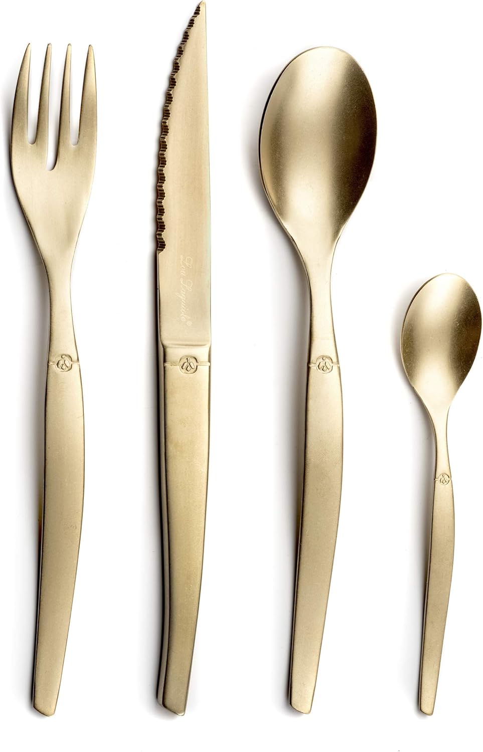 Lou Laguiole - Jet - ménagère 16 pièces inox 18/0 PVD mat champagne