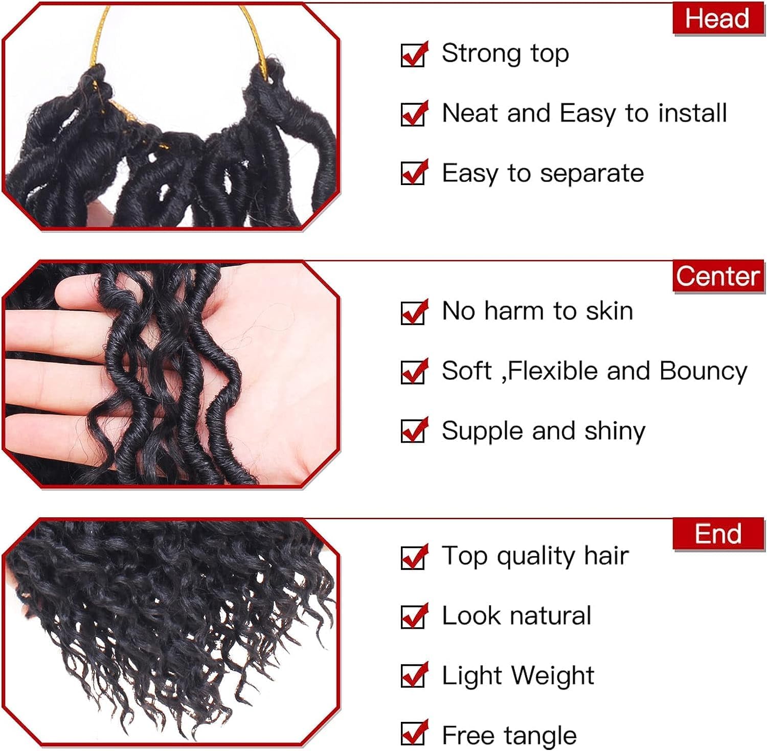 Xtrend - River Faux Locs 30’’ - 8 packs, bouclés, pré-bouclés, 1B#