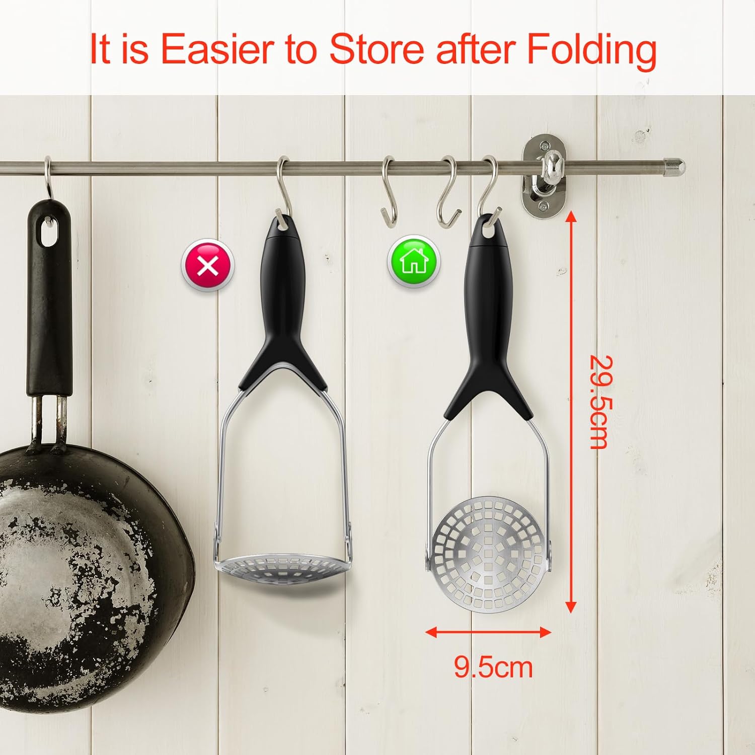 Fousenuk - presse-purée inox pliable, poignée antidérapante, pro,