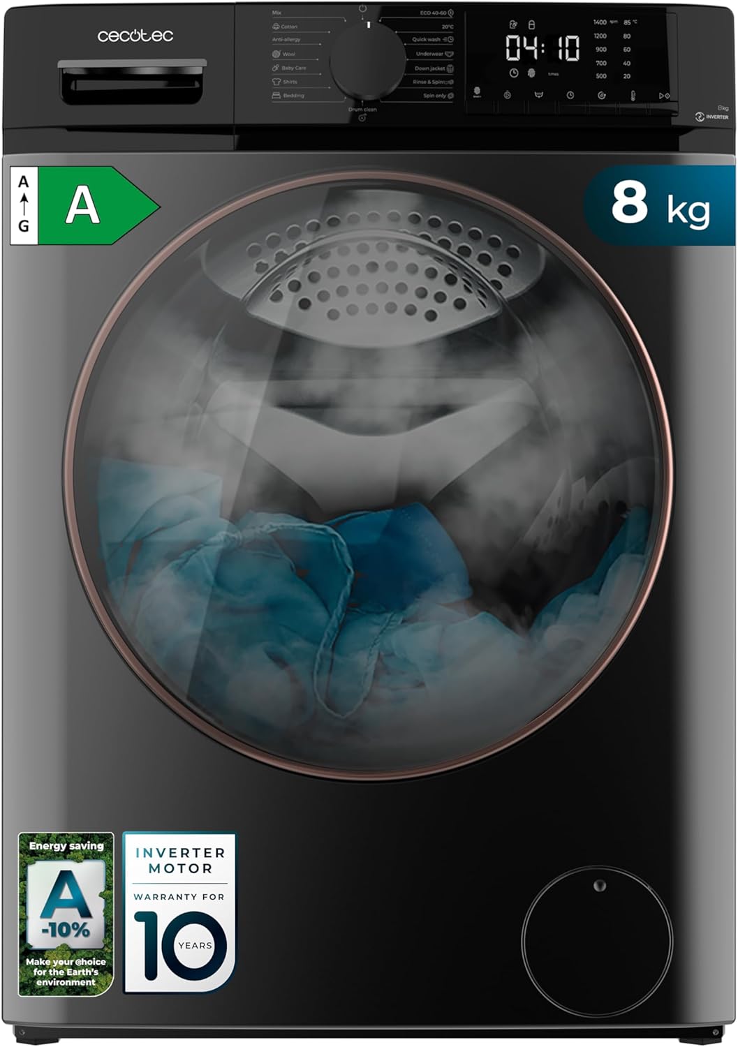 Cecotec - Bolero DressCode série - 8kg, 1400tr/min, vapeur, Inverter - 8610