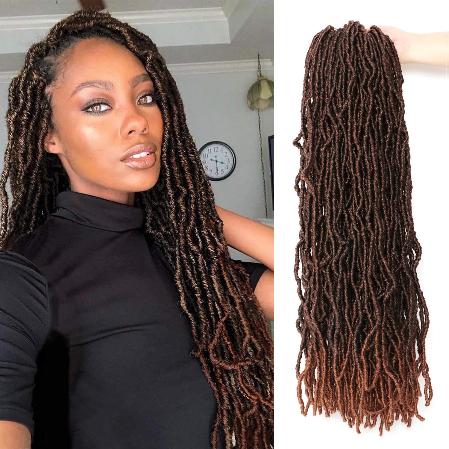 Faux Locks Crochet Braids - Soft Locs - 60,9cm - 8 packs mèches bouclées #1B-30