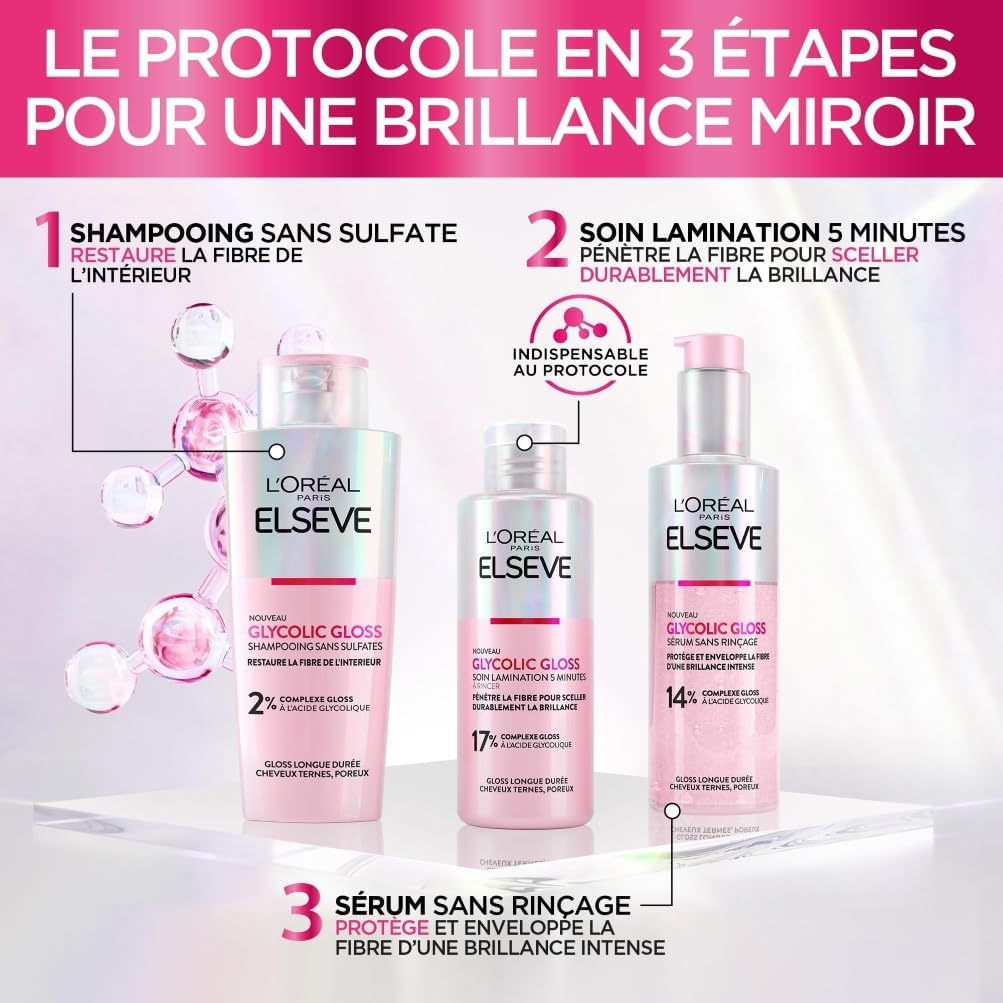L'Oréal Paris - Elseve Glycolic Gloss - 150 ml - sérum brillance cheveux, acide glycolique