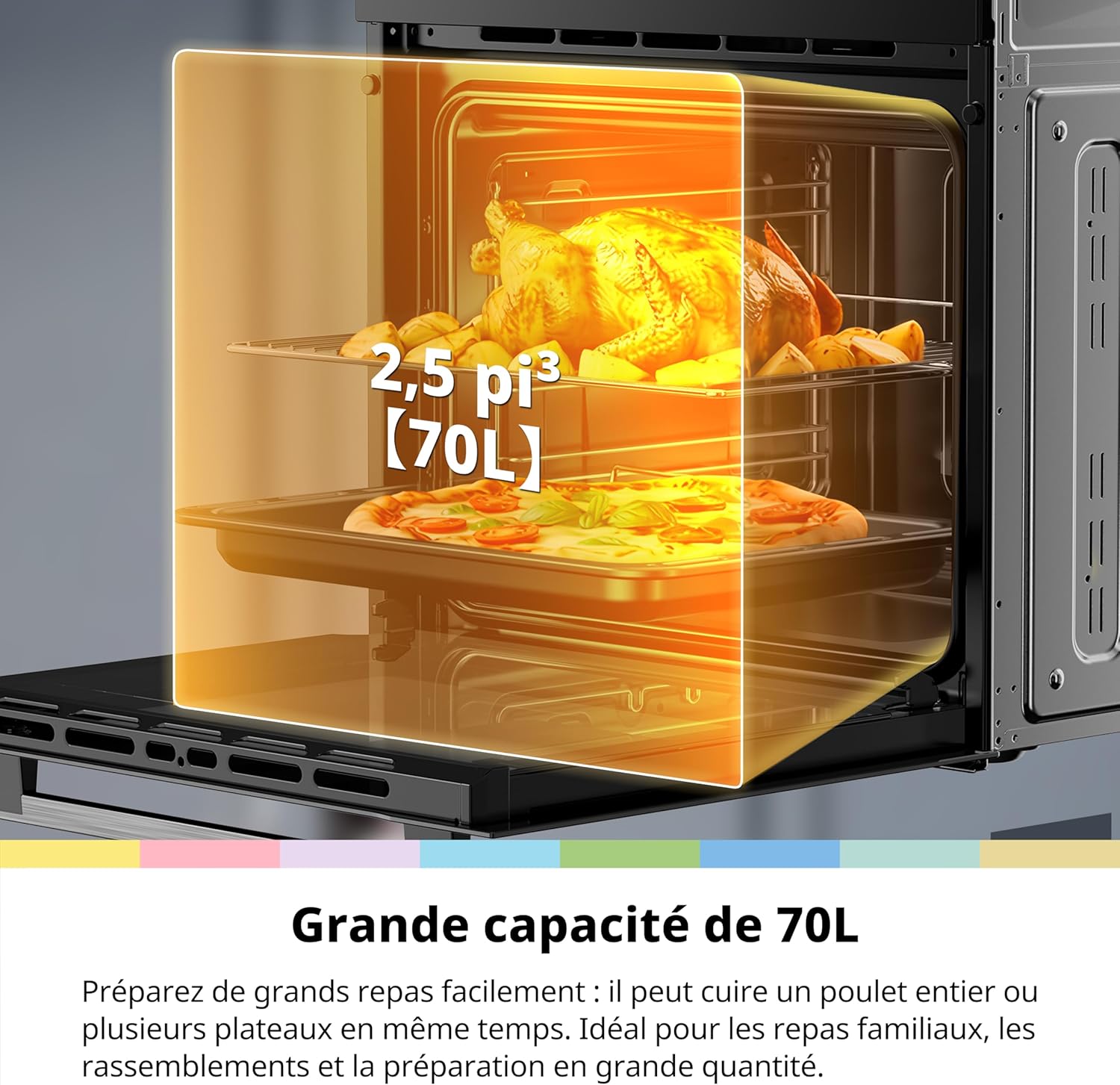 COMFEE - Four Encastrable Multifonction - 60cm - chaleur tournante, affichage digital