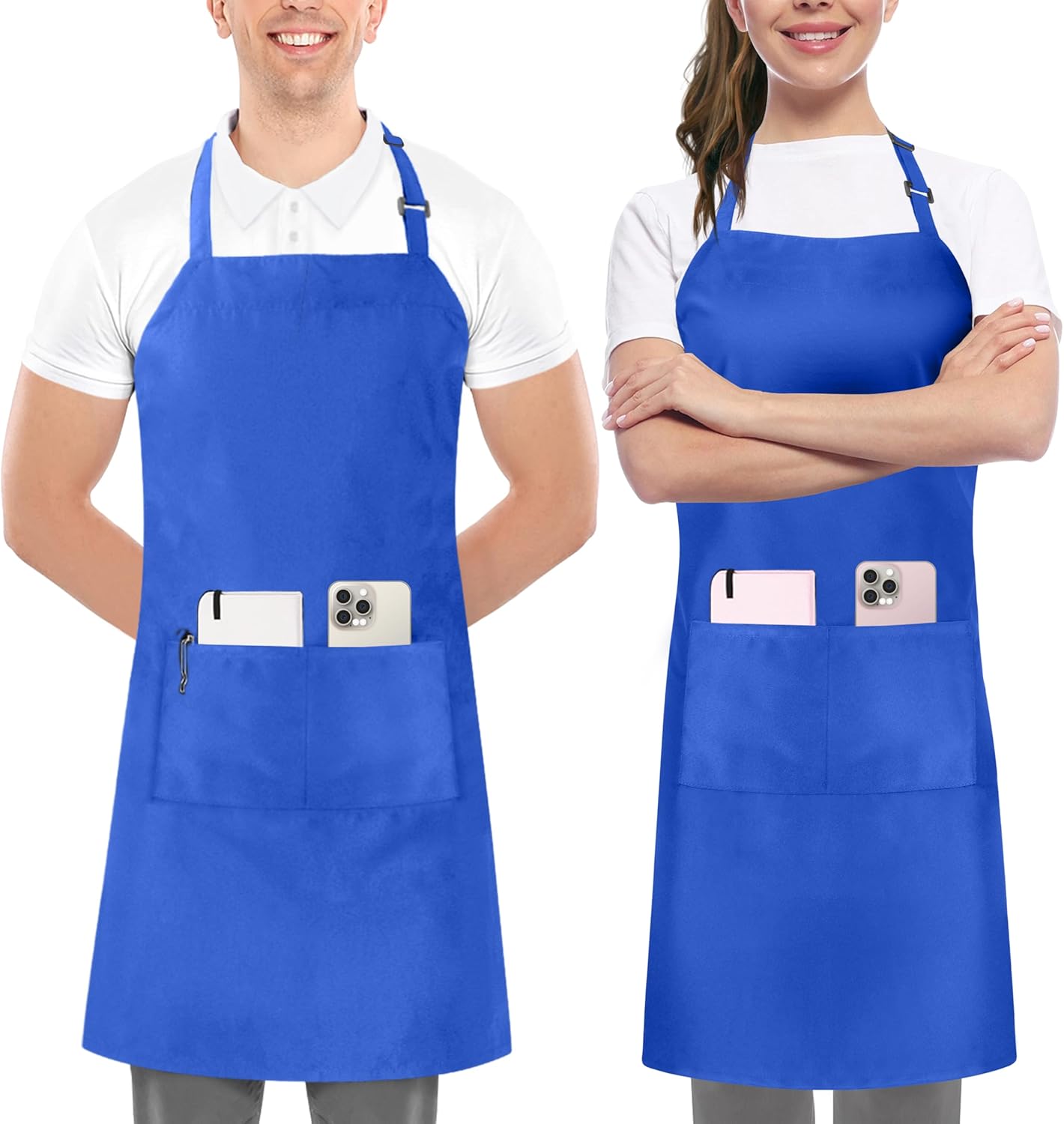 Utopia Kitchen - Tablier cuisine 2 pcs - ajustable, 2 poches, mixte