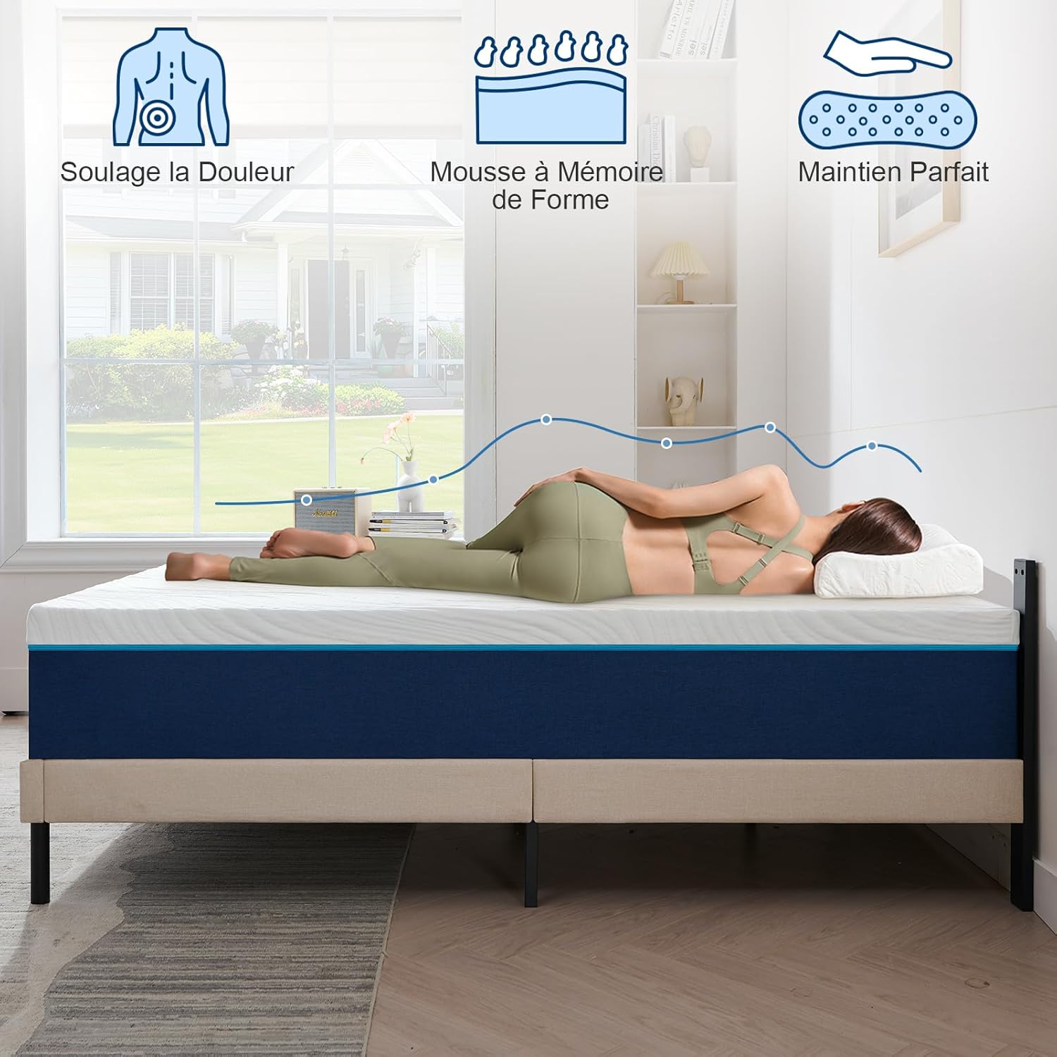 Matelas - modèle réversible - 140x190cm - mousse mémoire, 30cm, 7 zones