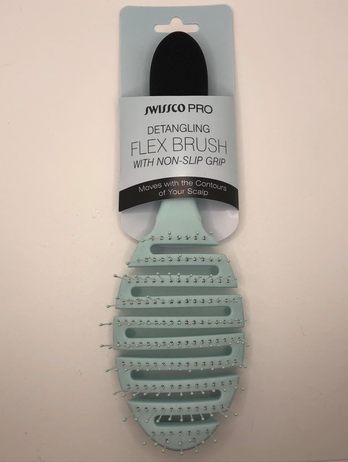 Swissco - Brosse démêlante flexible - poignée antidérapante - bleu pastel