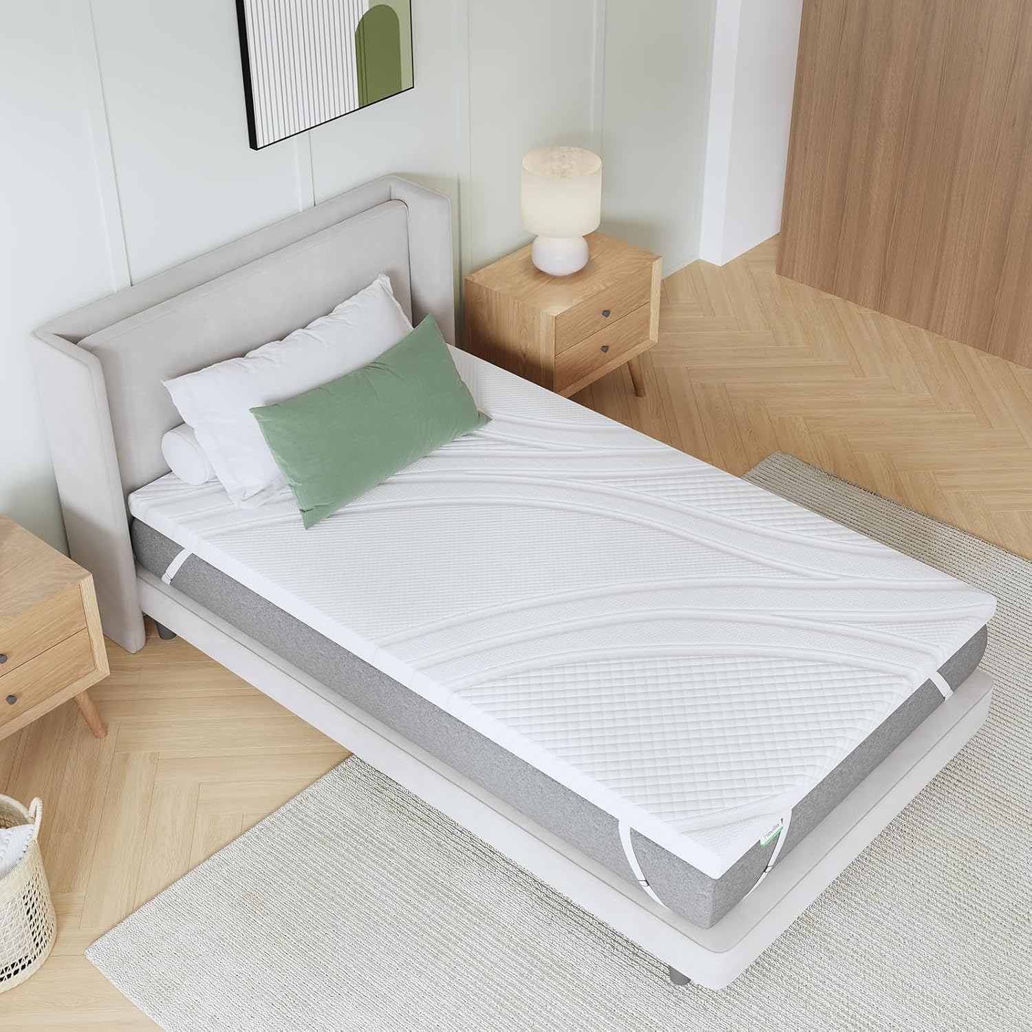 Novilla - surmatelas gel mémoire de forme - 80x200 cm - 7,5 cm épaisseur, déhoussable, antidérapant