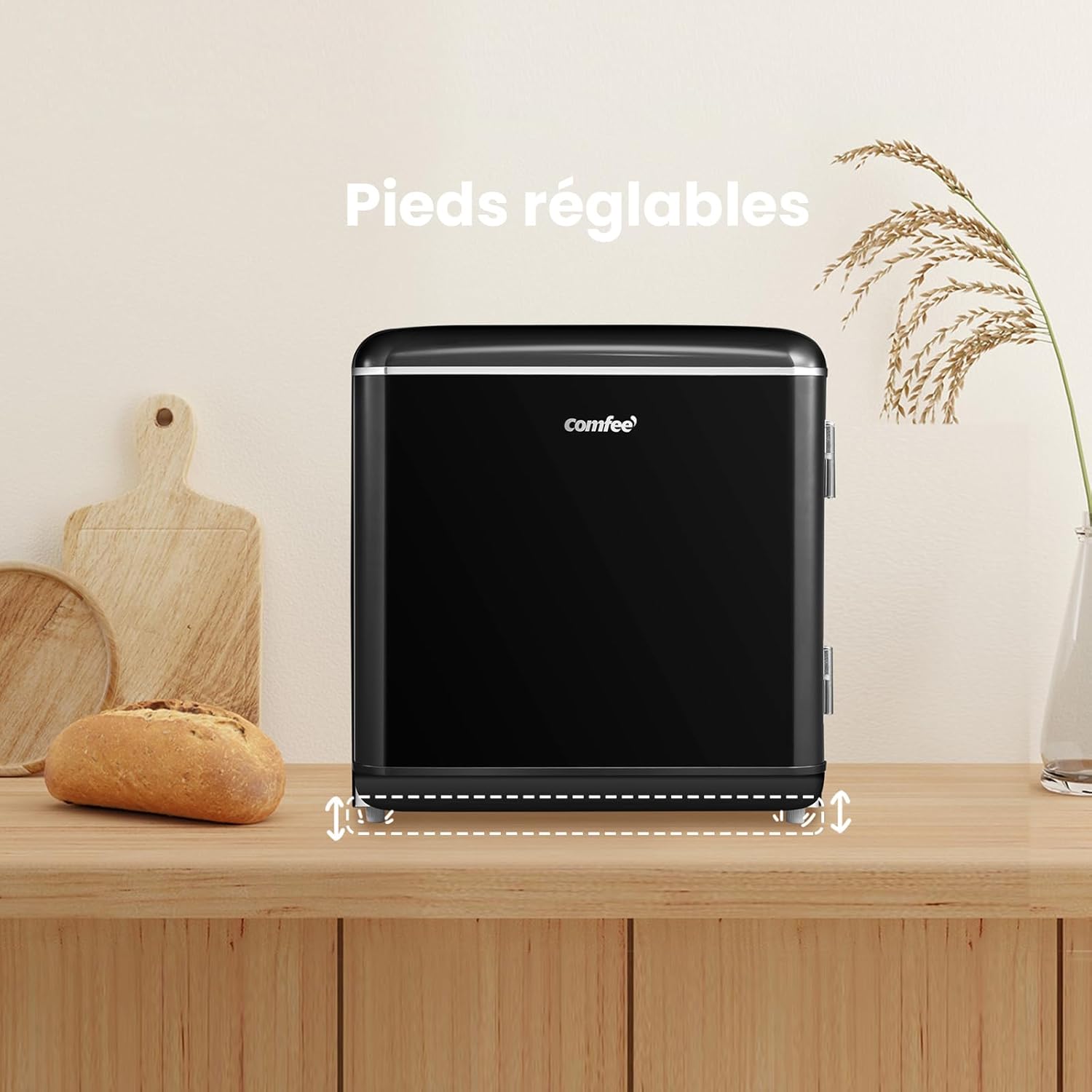 Comfee' - mini réfrigérateur rétro 47L, faible bruit, compartiment glacé - RCD50BL2EURT(E)